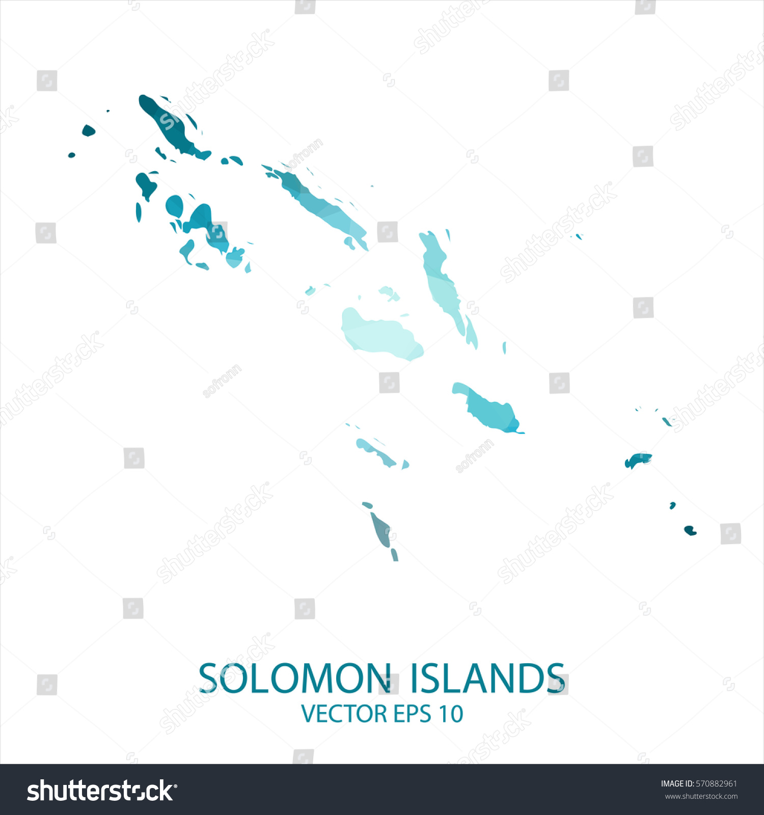 Solomon Islands Map Blue Geometric Rumpled Royalty Free Stock