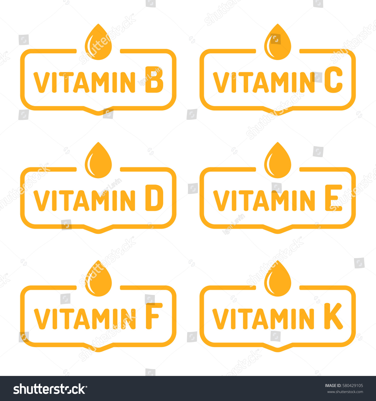 Vitamin B C D E F K Set Of Badges Logos Royalty Free Stock