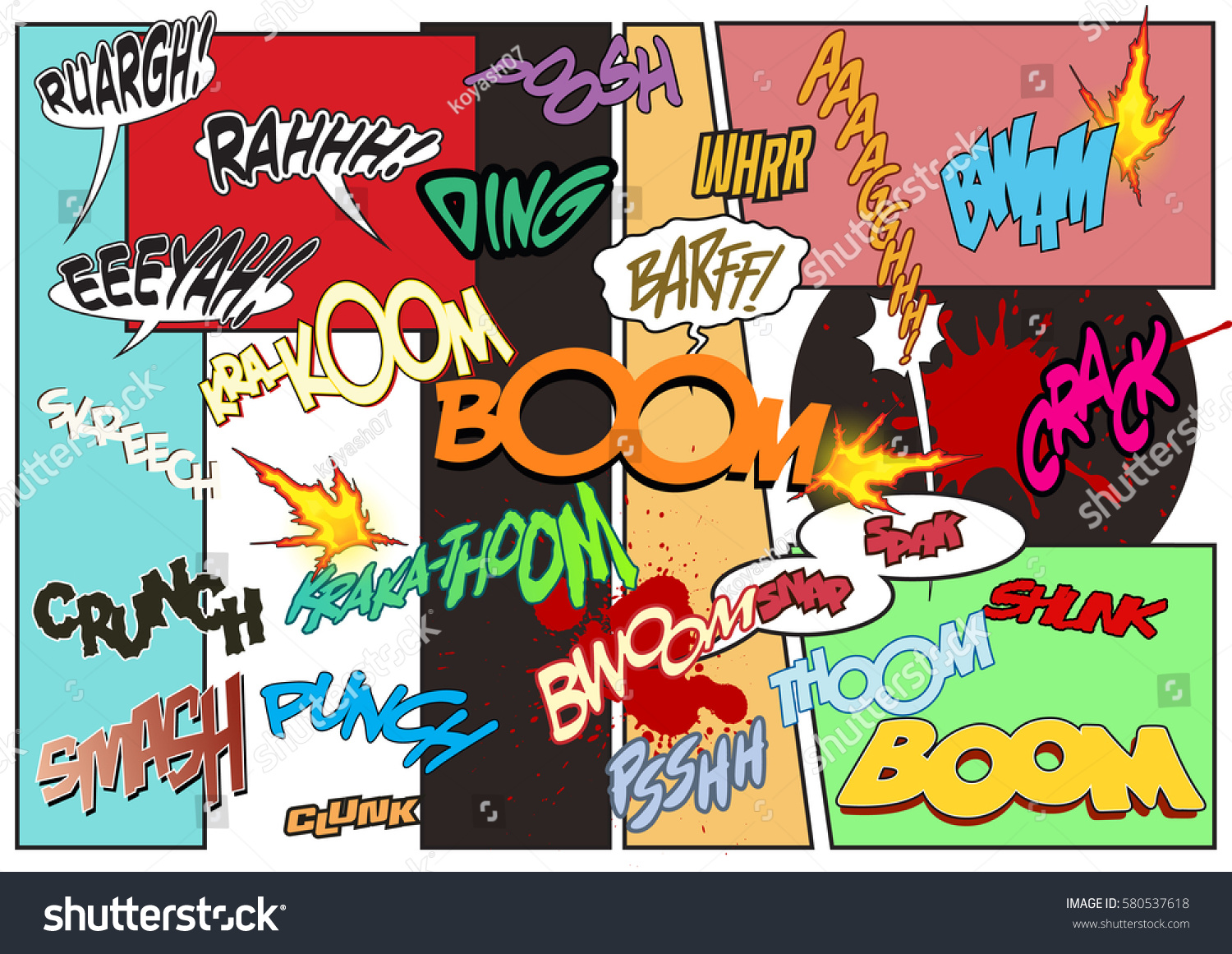 Vector Comic Book Sound Effects Set Onomatopoeia Royalty Free Stock