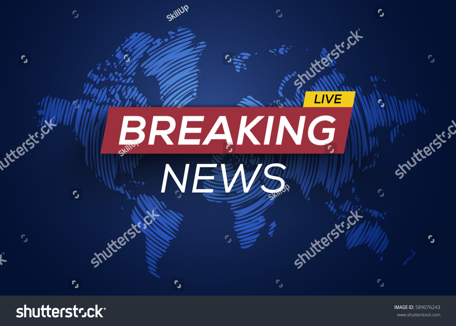 Breaking News Live On World Map Background Royalty Free Stock Vector