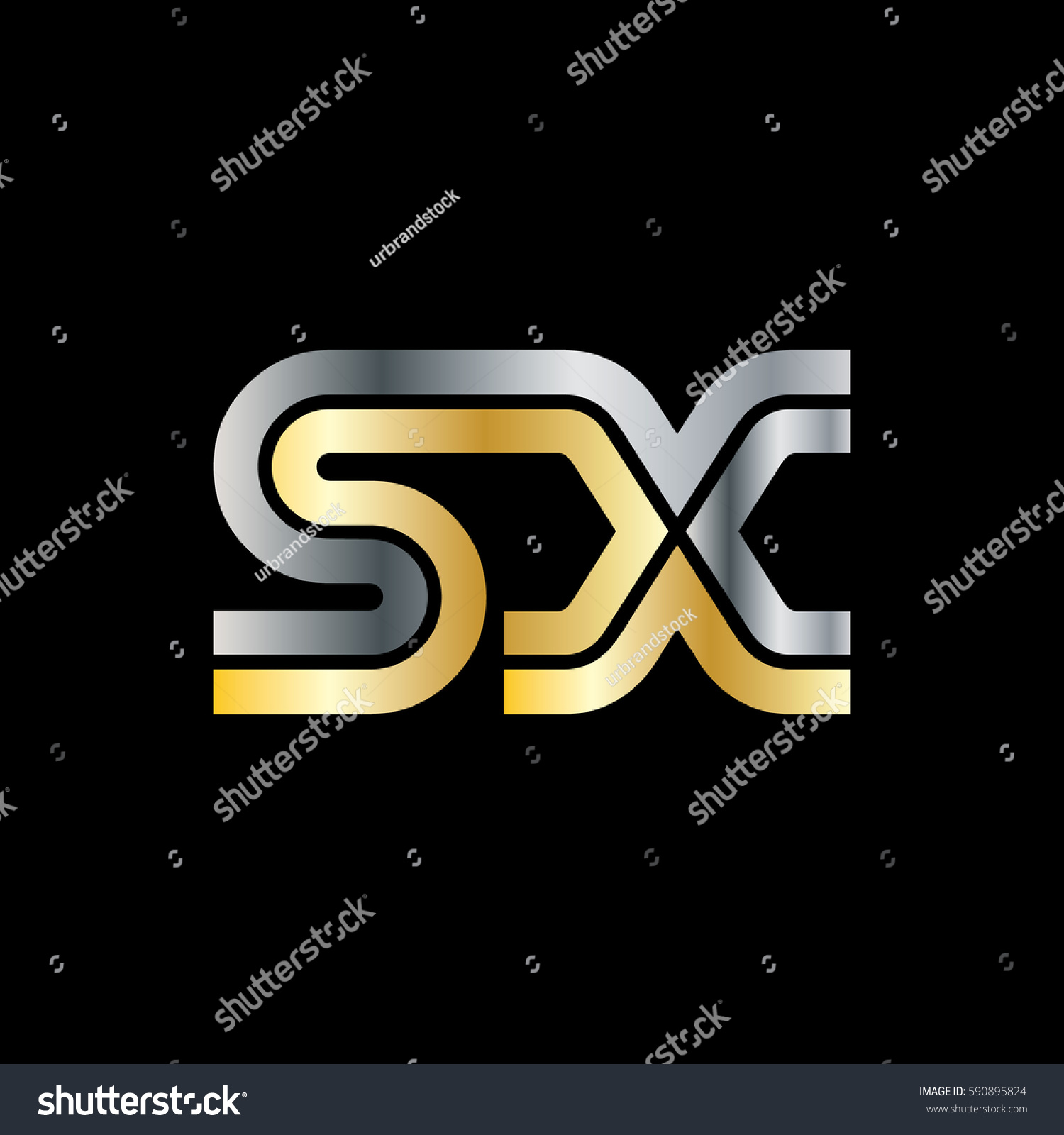 Initial Letter SX Linked Design Logo Royalty Free Stock Vector