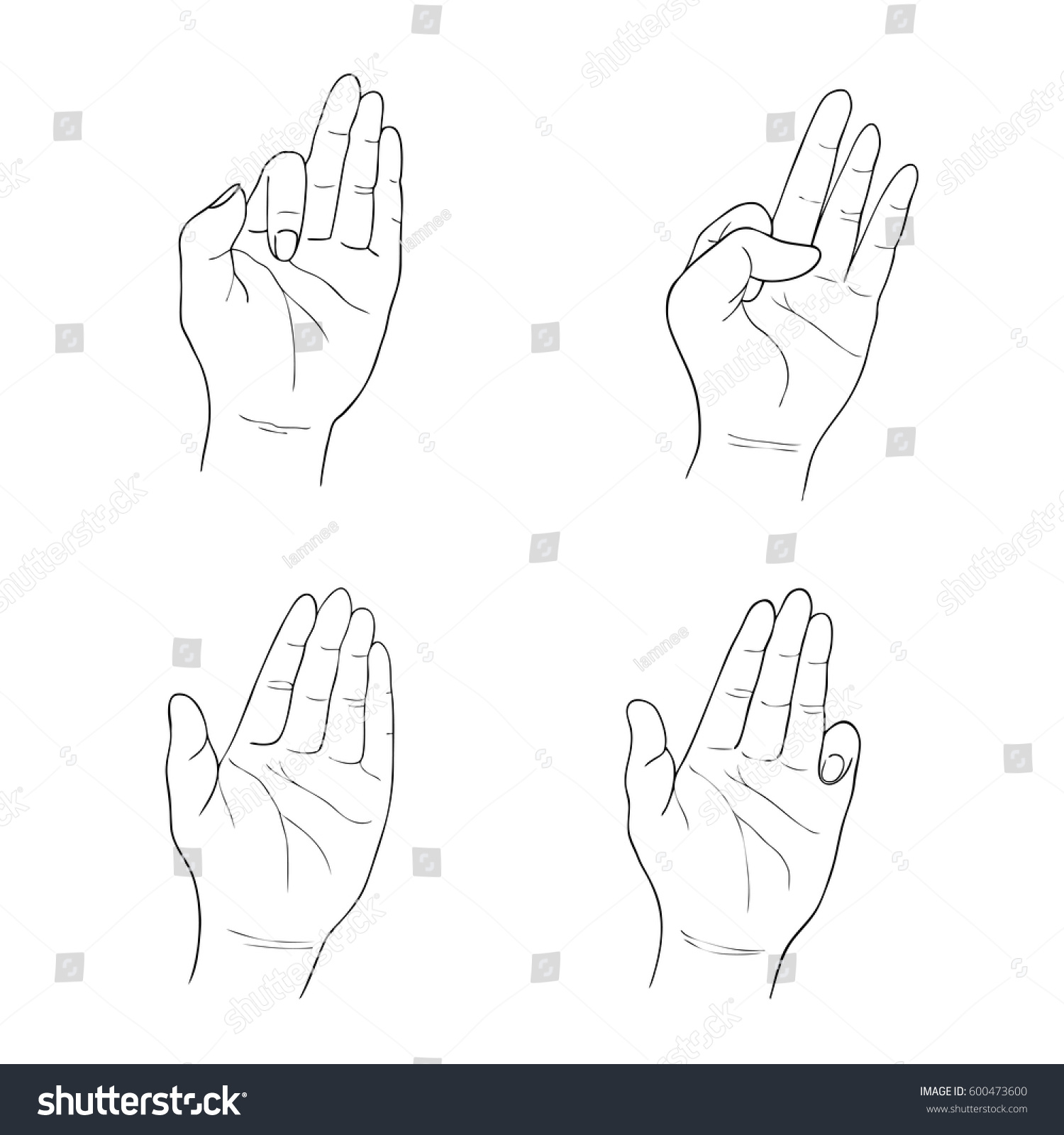 Hand Drawn Sketch Set Of Hand Signs Gestures Or Royalty Free Stock