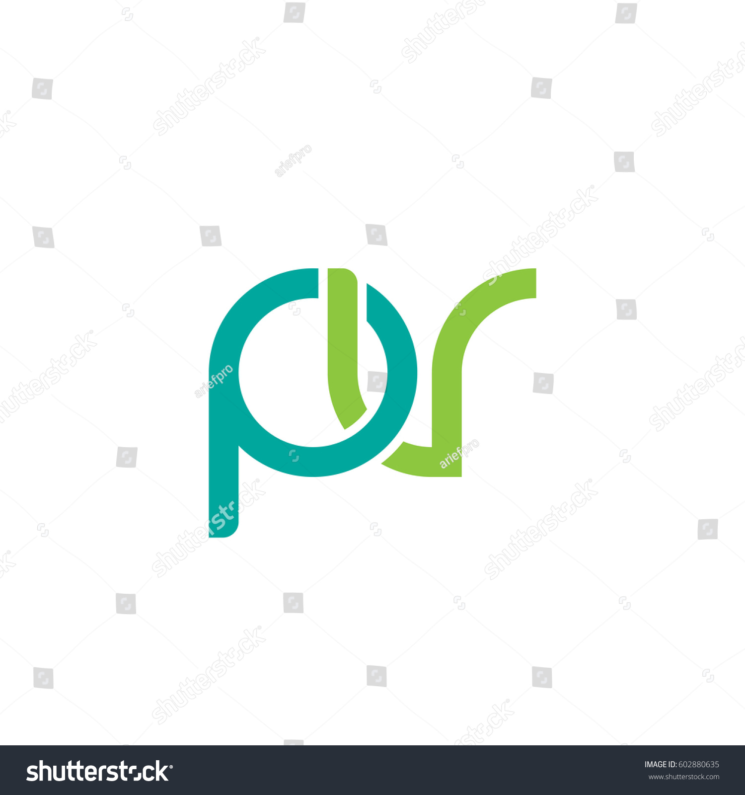 Initial Letters Pv Round Overlapping Chain Royalty Free Stock Vector