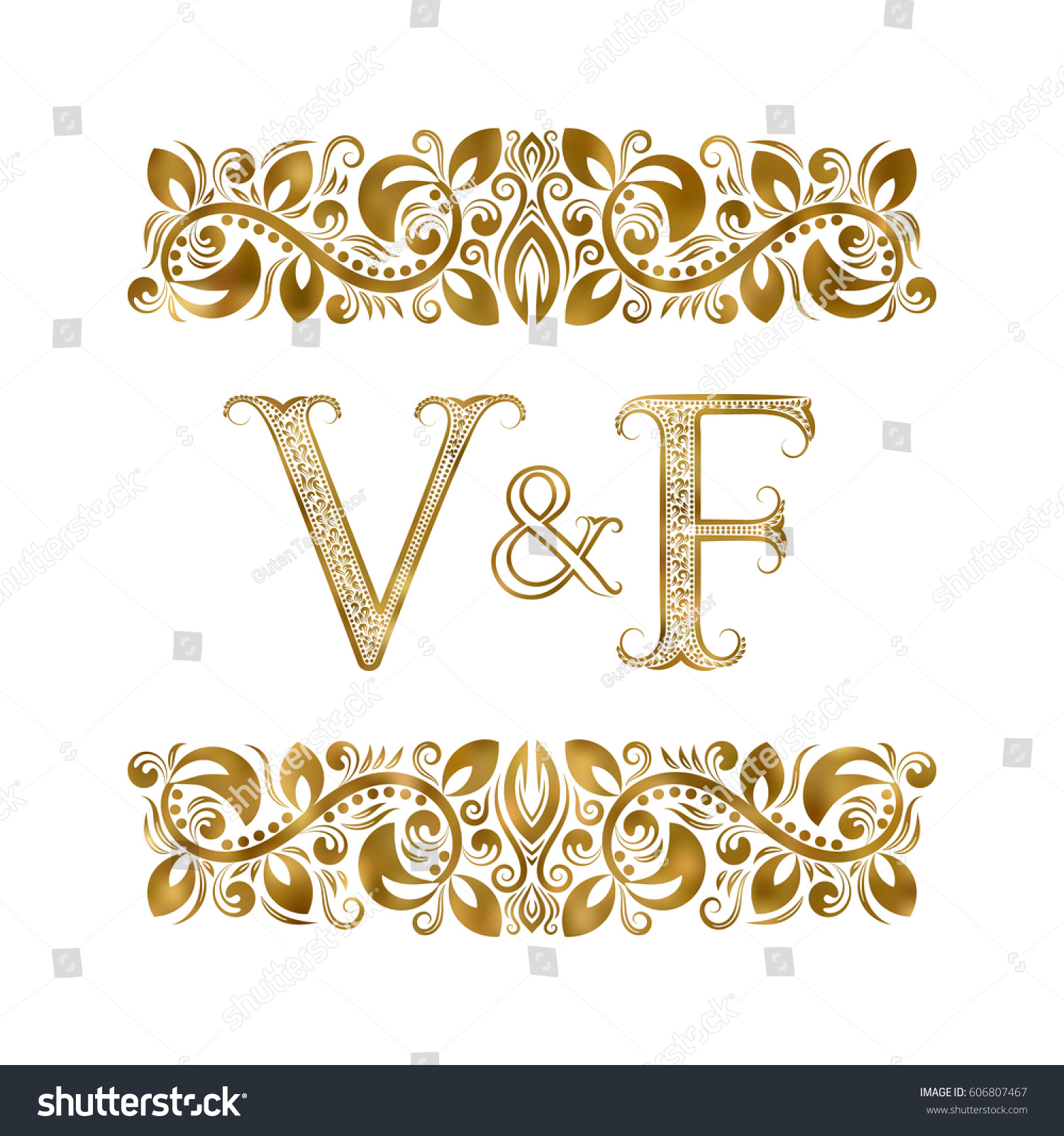 V And F Vintage Initials Logo Symbol The Royalty Free Stock Vector