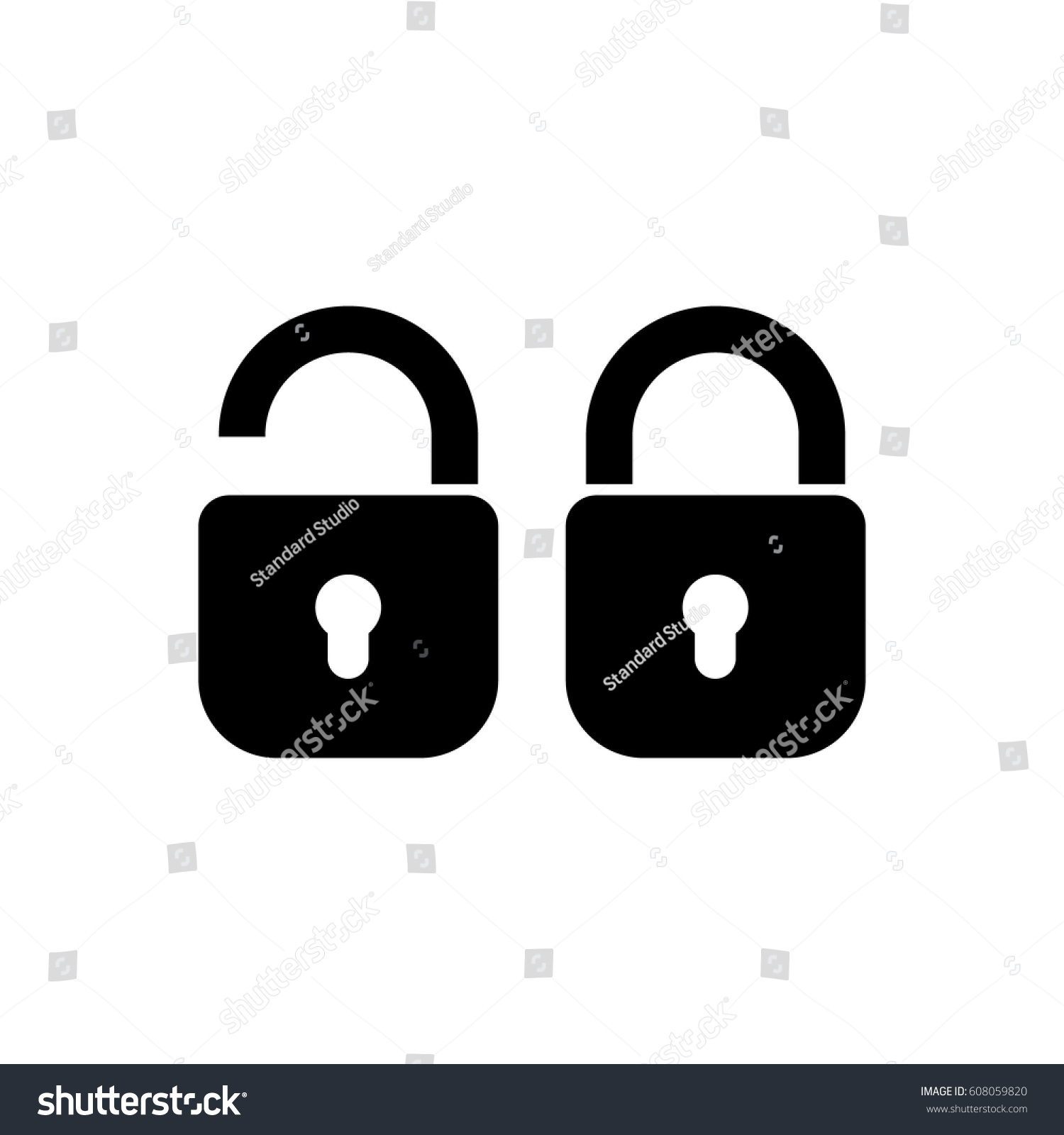 Lock Icons Open And Closed Padlock Icons Royalty Free Stock Vector