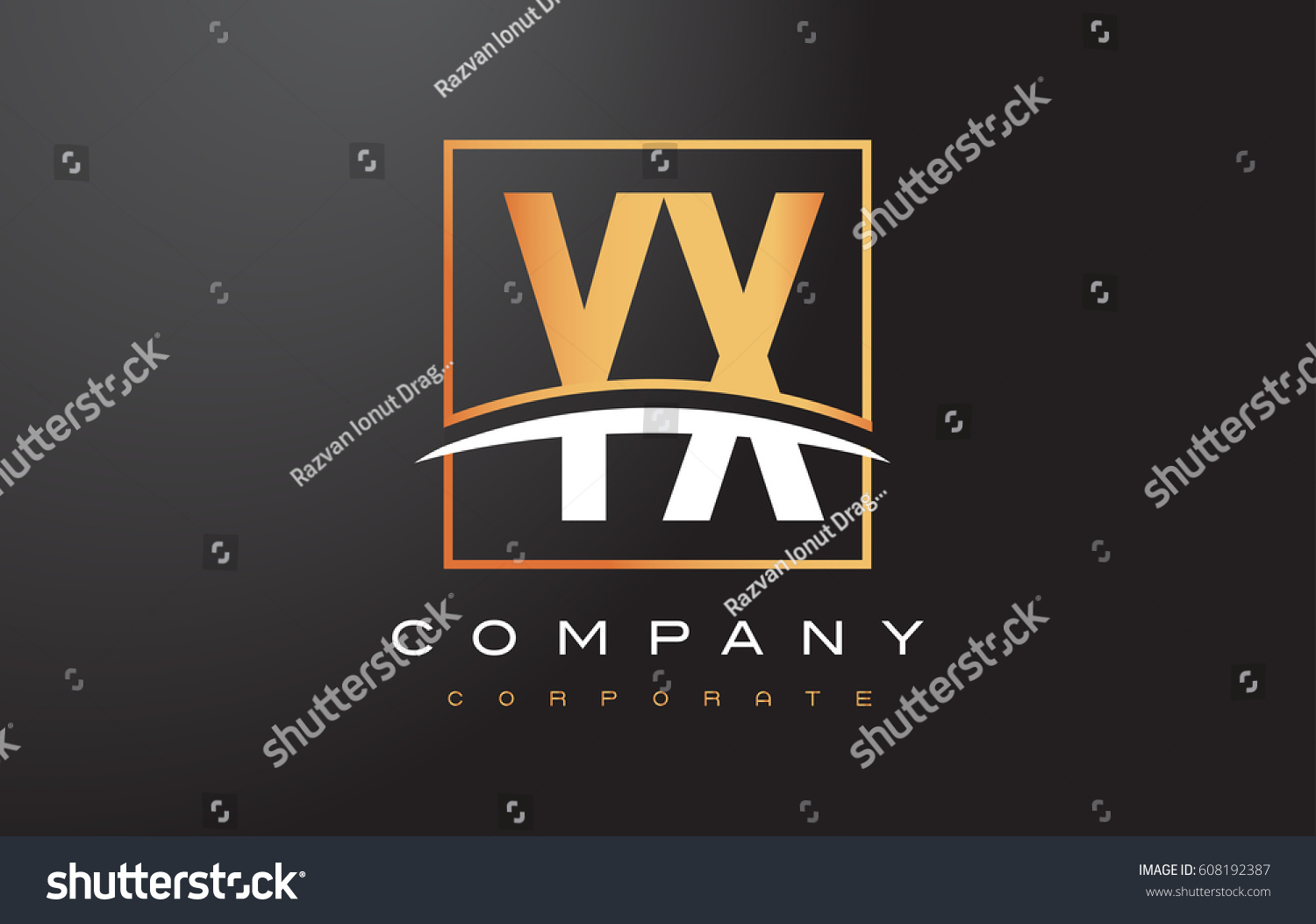 Yx Y X Golden Letter Logo Design With Swoosh And Royalty Free Stock