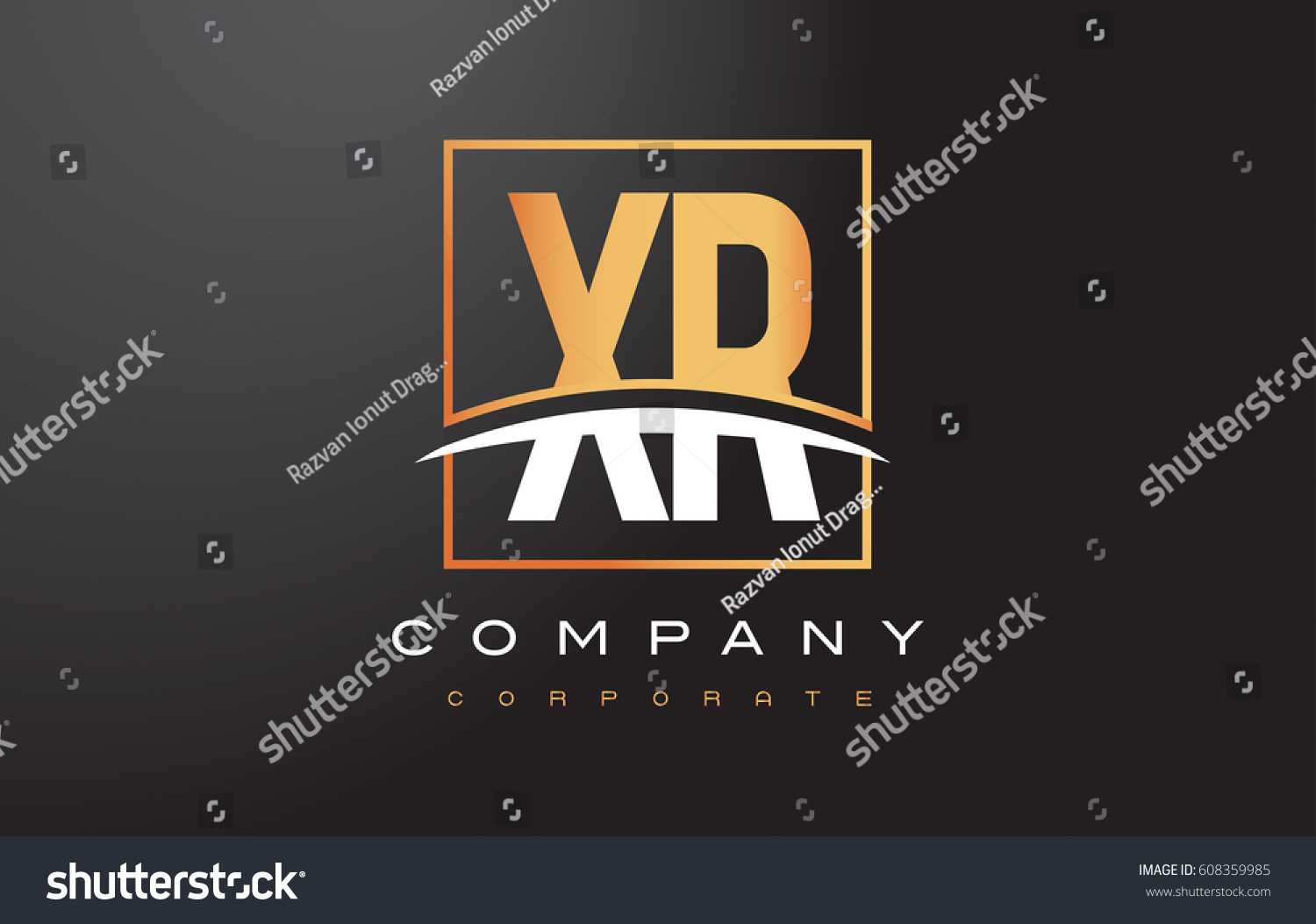 Xr X R Golden Letter Logo Design With Swoosh And Royalty Free Stock