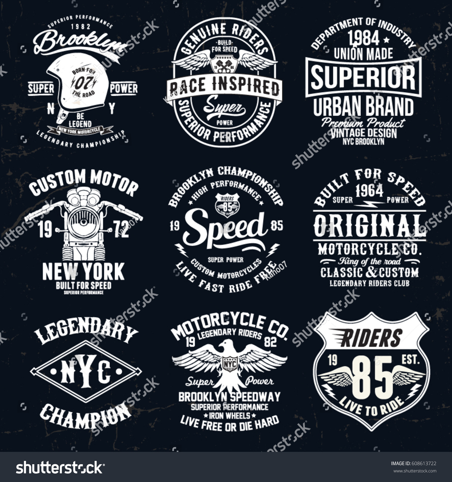 Set Of Vintage Motorcycle Labels Badges Logos Royalty Free Stock