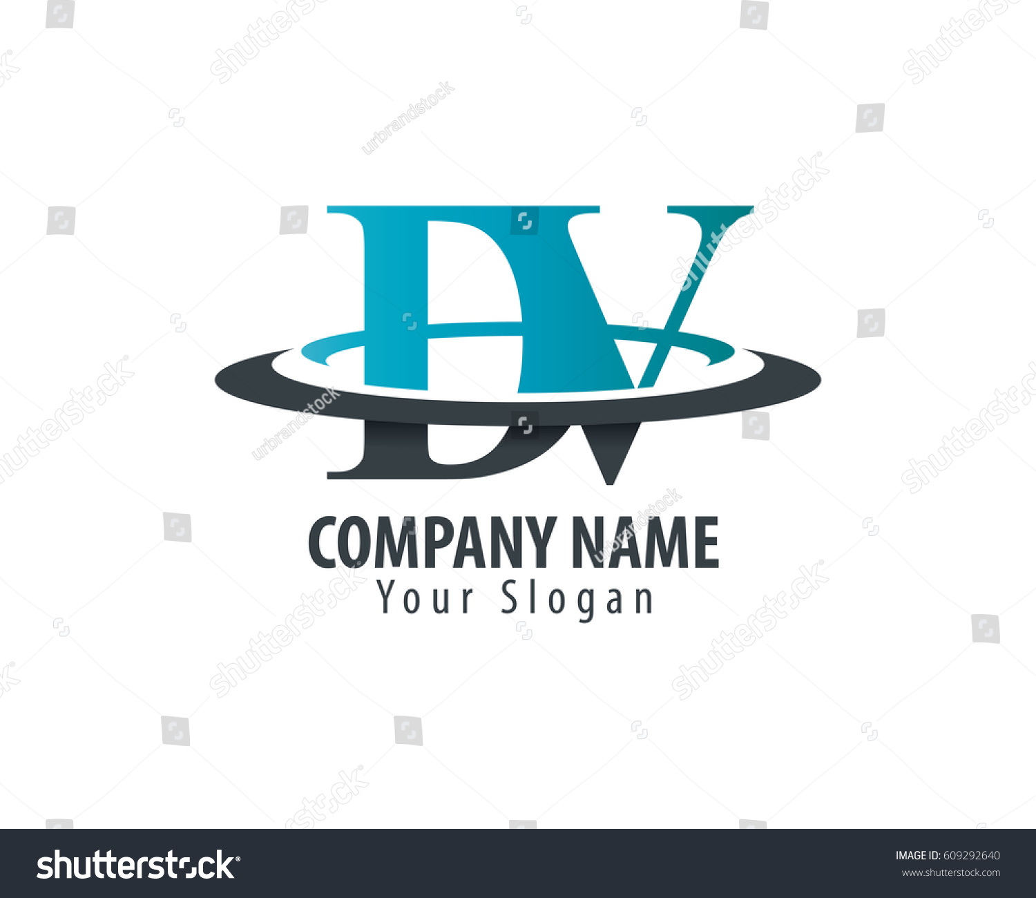 Initial Letter Dv With Overlapping Swoosh Circle Royalty Free Stock