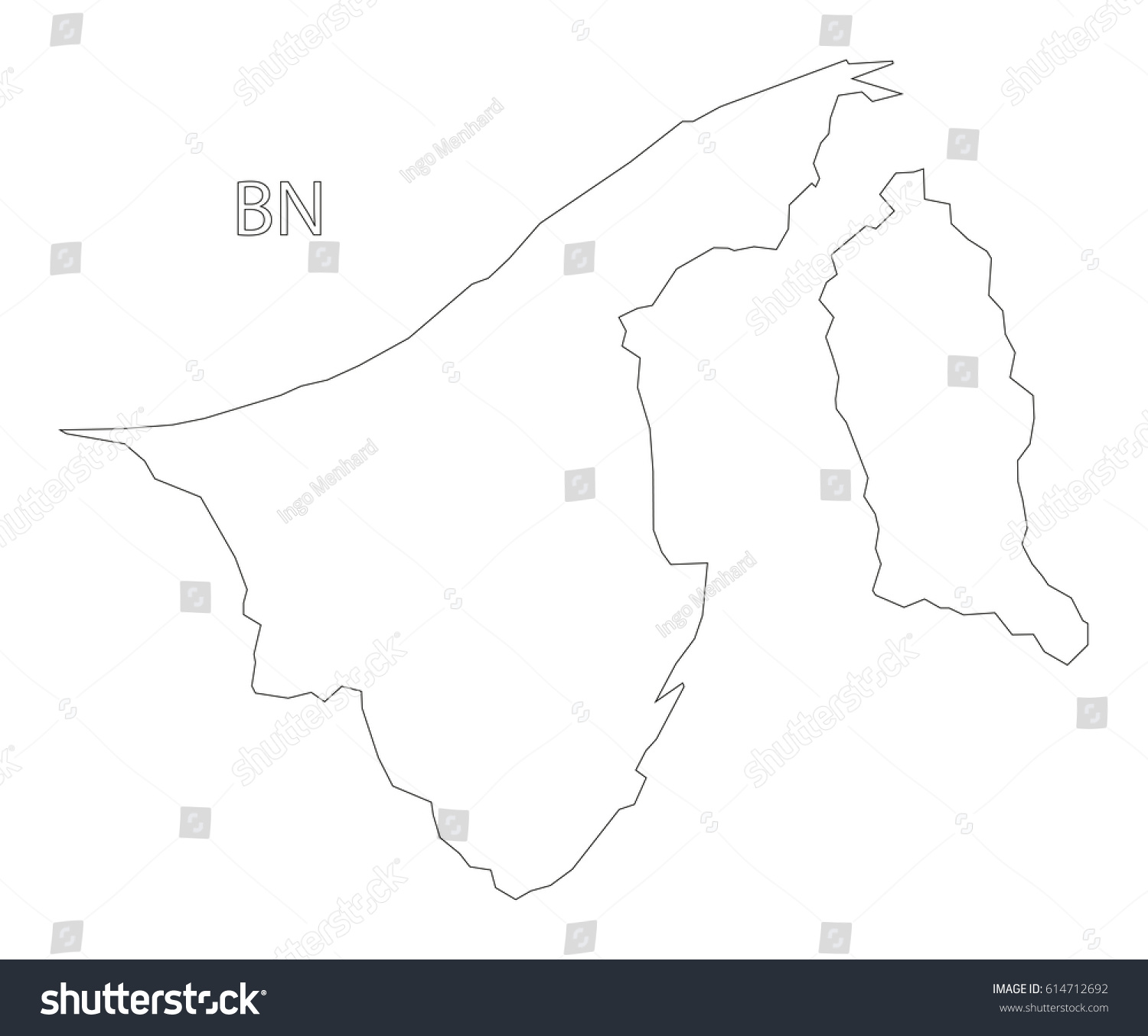 Brunei Outline Silhouette Map Illustration Royalty Free Stock Vector