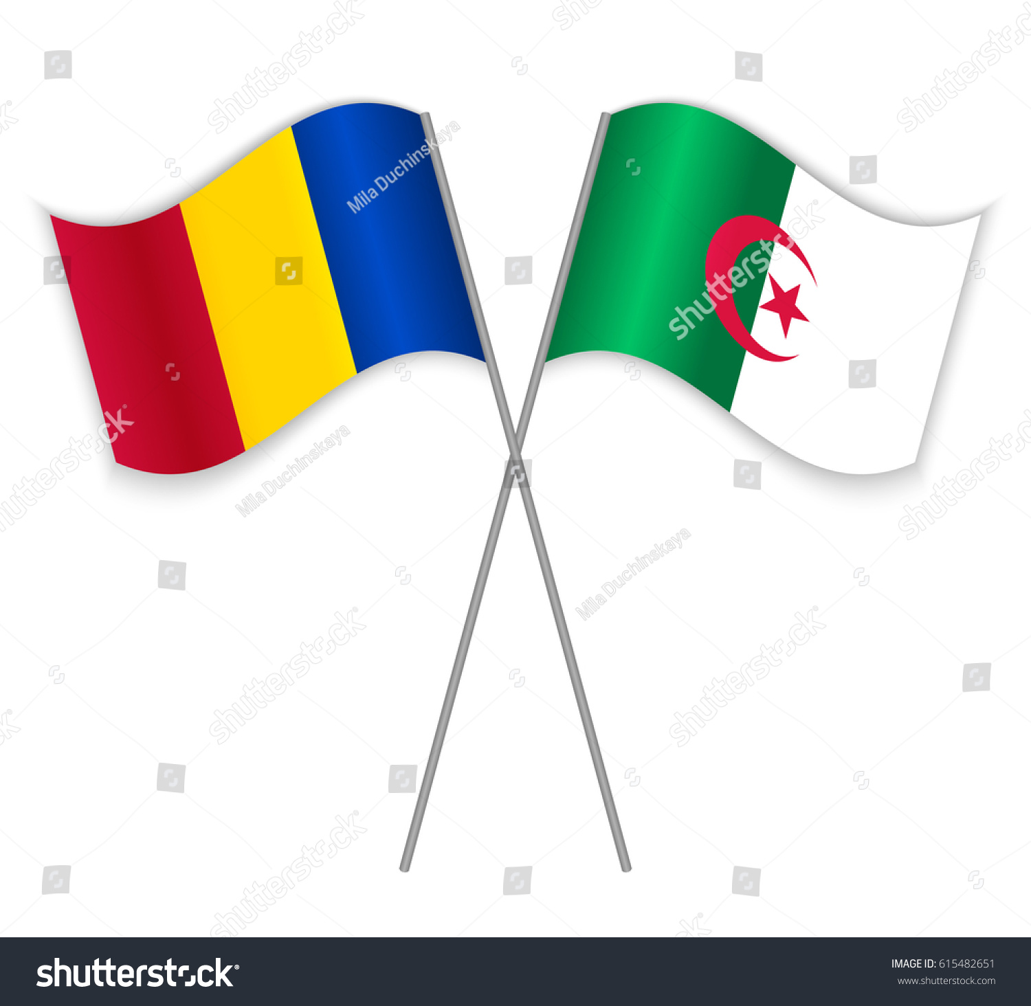 Chadian And Algerian Crossed Flags Chad Royalty Free Stock Vector