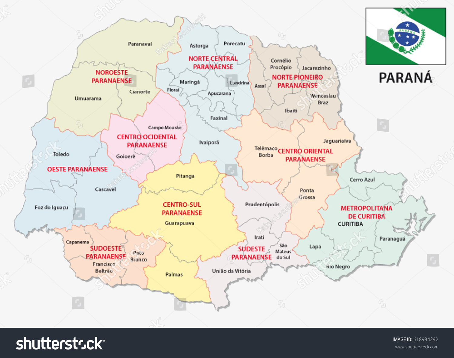 Parana Administrative And Political Map With Royalty Free Stock