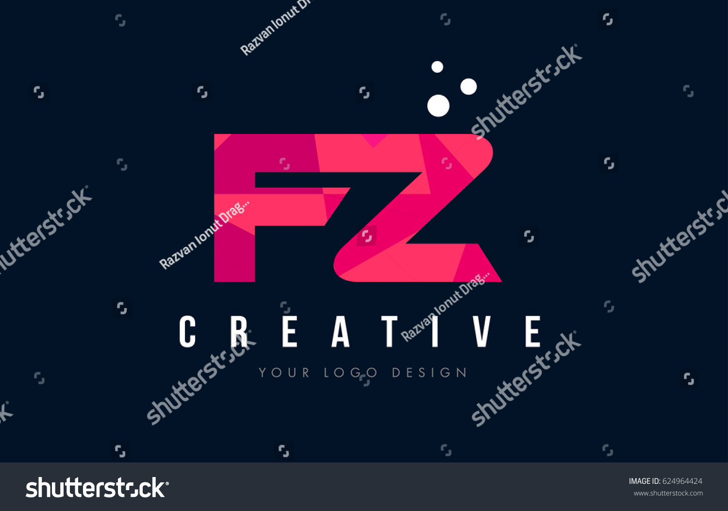 FZ F Z Purple Letter Logo Design With Low Poly Royalty Free Stock