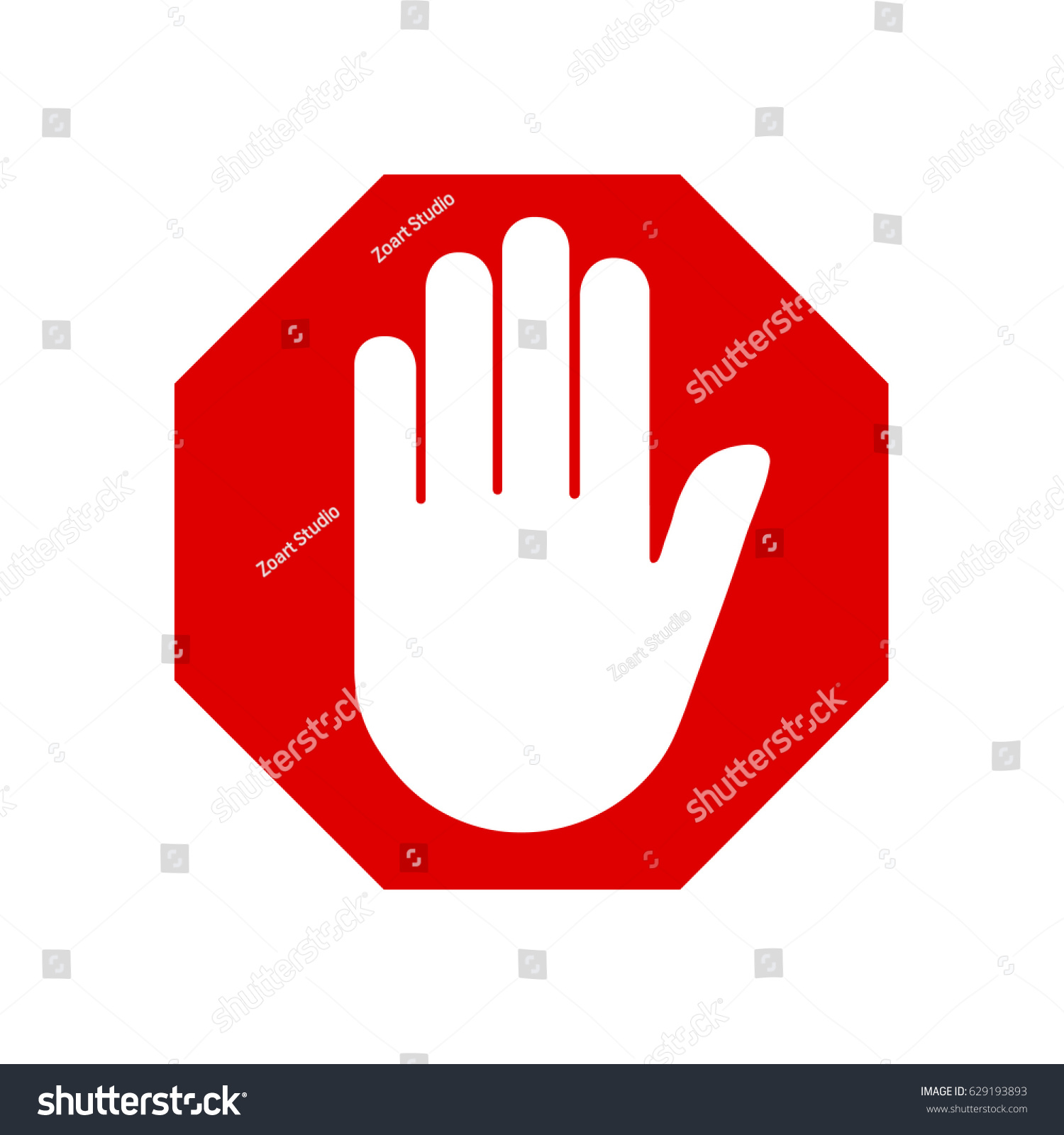 Adblock Or Red Stop Sign Icon With Hand Royalty Free Stock Vector