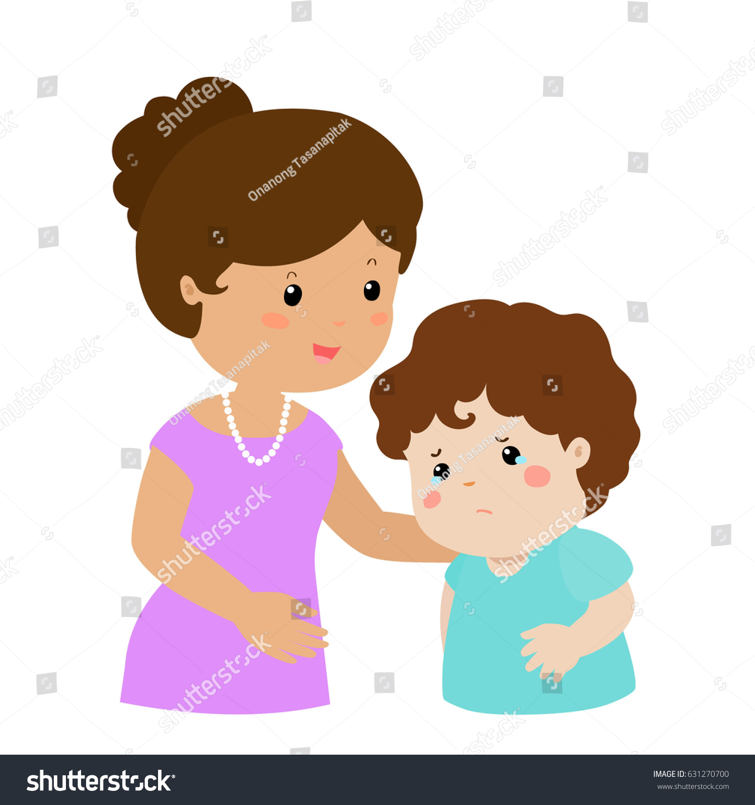 Mother Soothes Crying Son Vector Illustration Royalty Free Stock