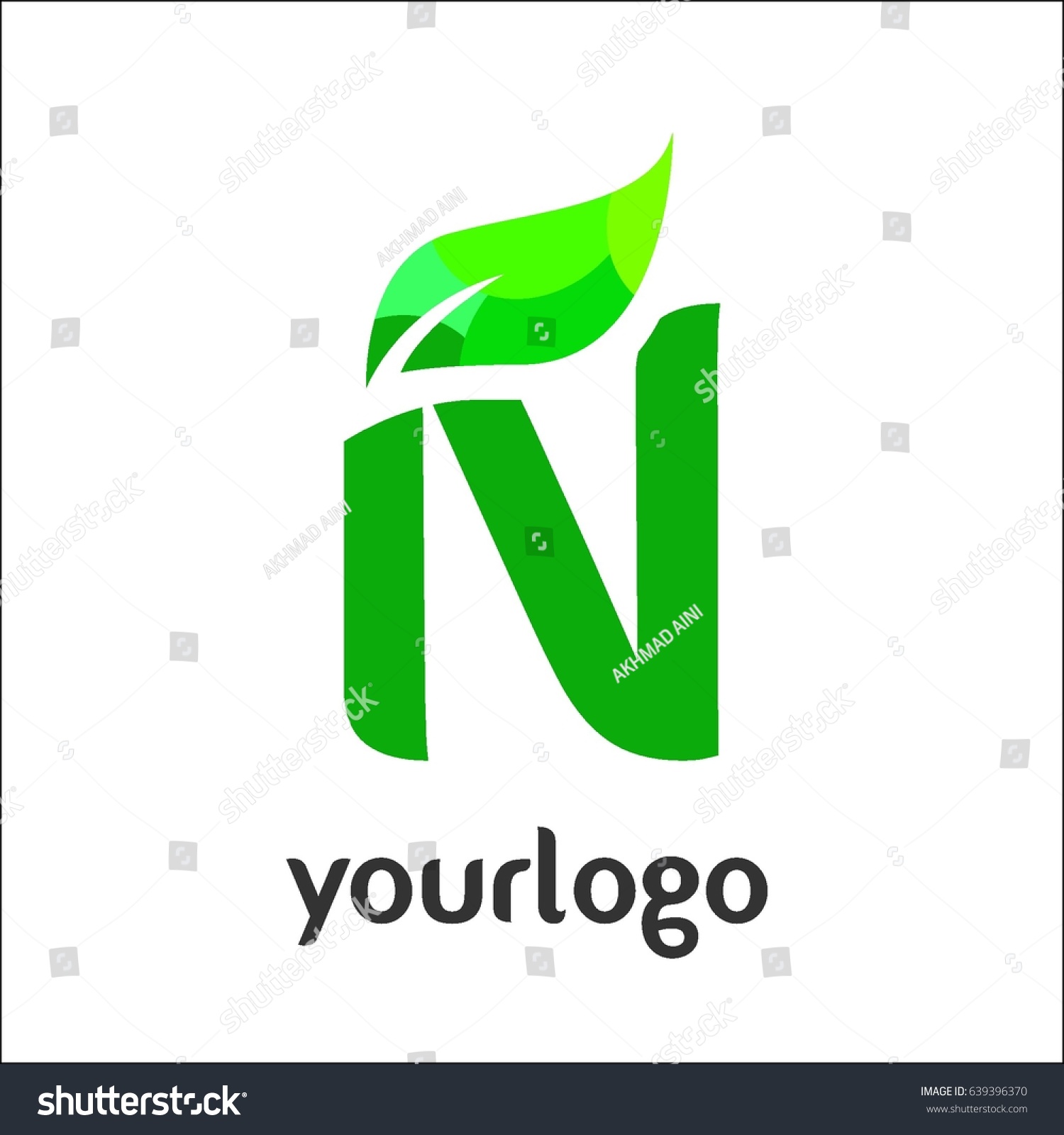 N Letter Logo Vector Green Alphabet Set Of Eco Royalty Free Stock