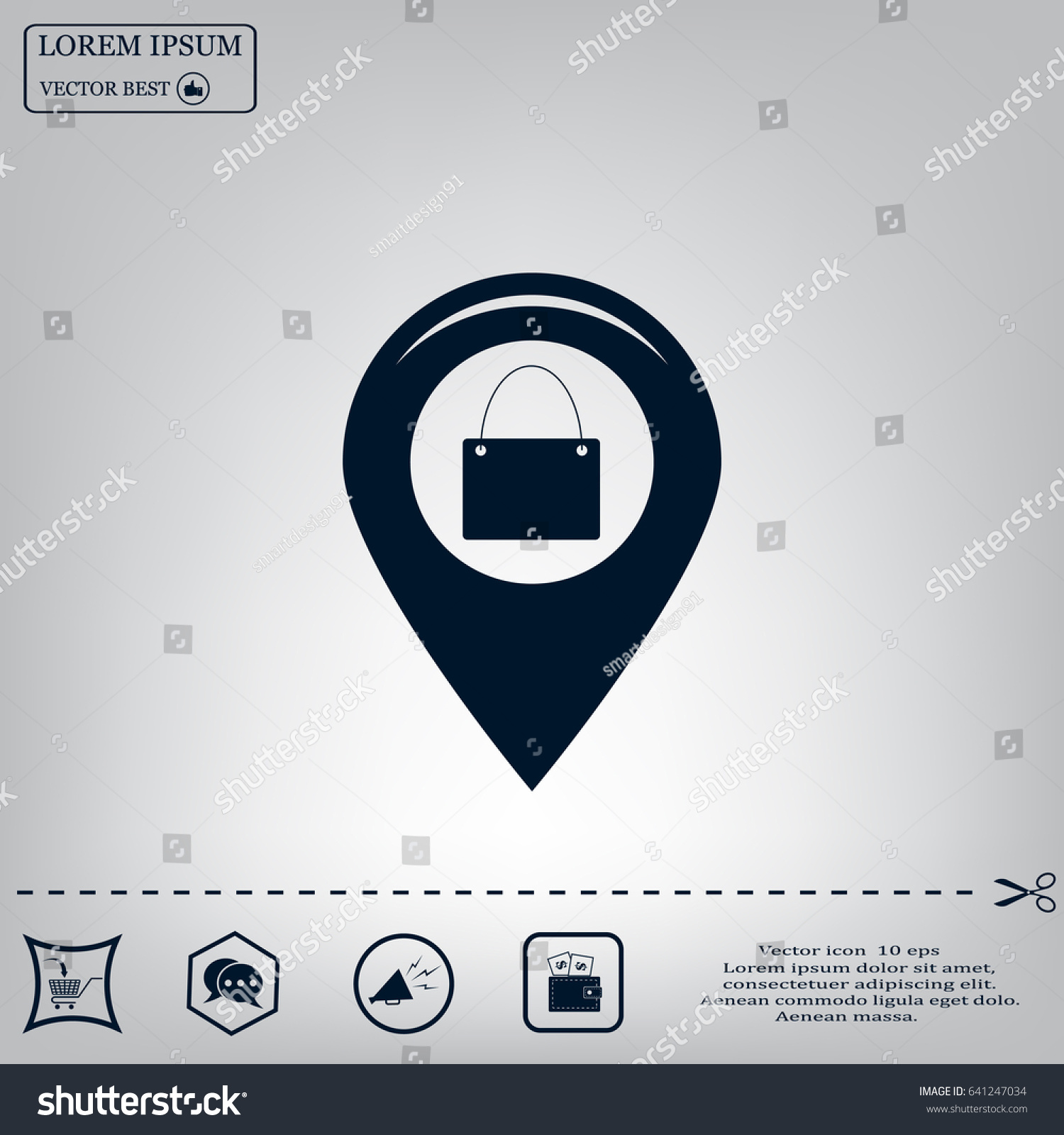 Map Pointer With A Shopping Cart Symbol Royalty Free Stock Vector