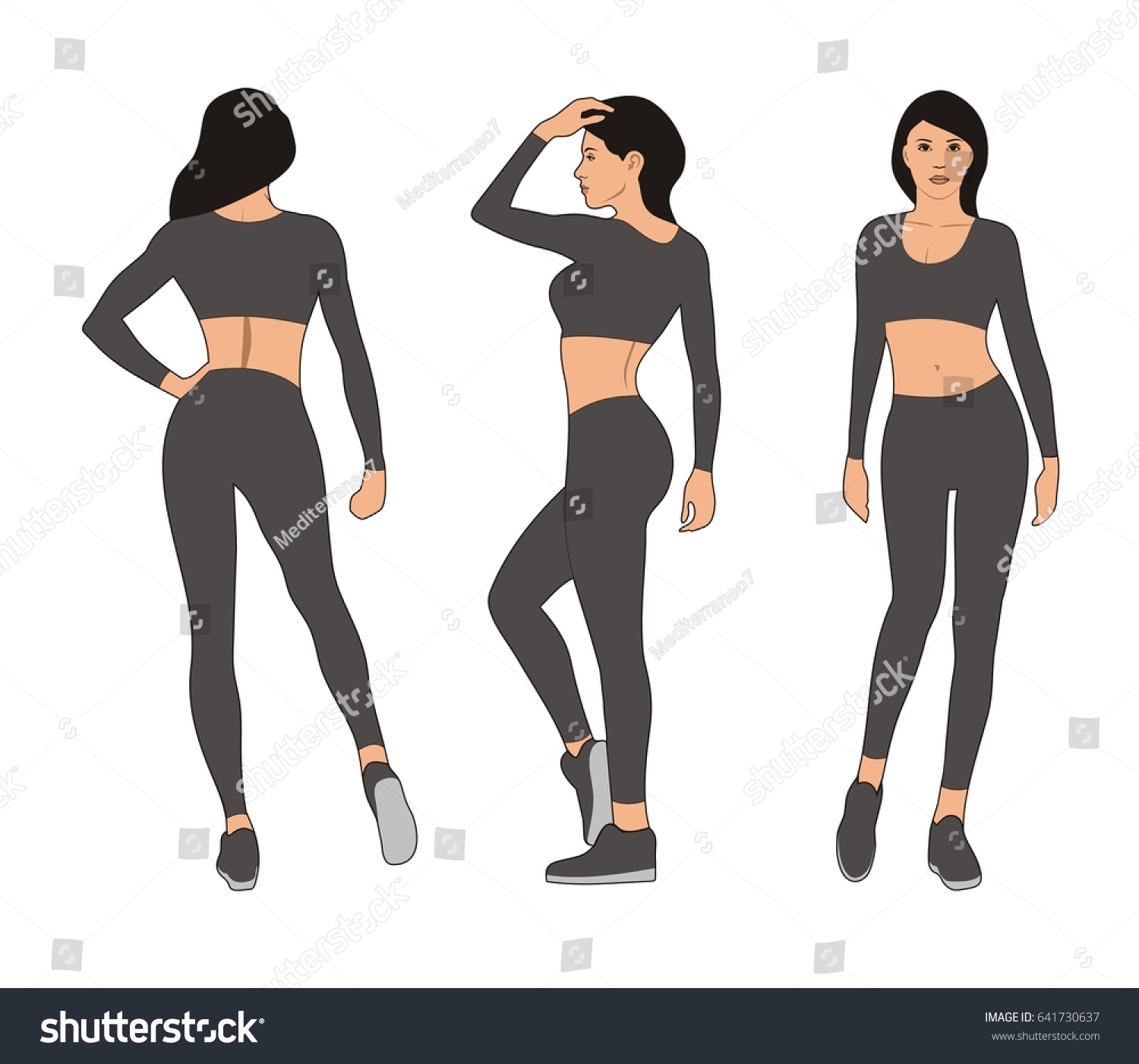 Female Body Template Front View Back View And Royalty Free Stock