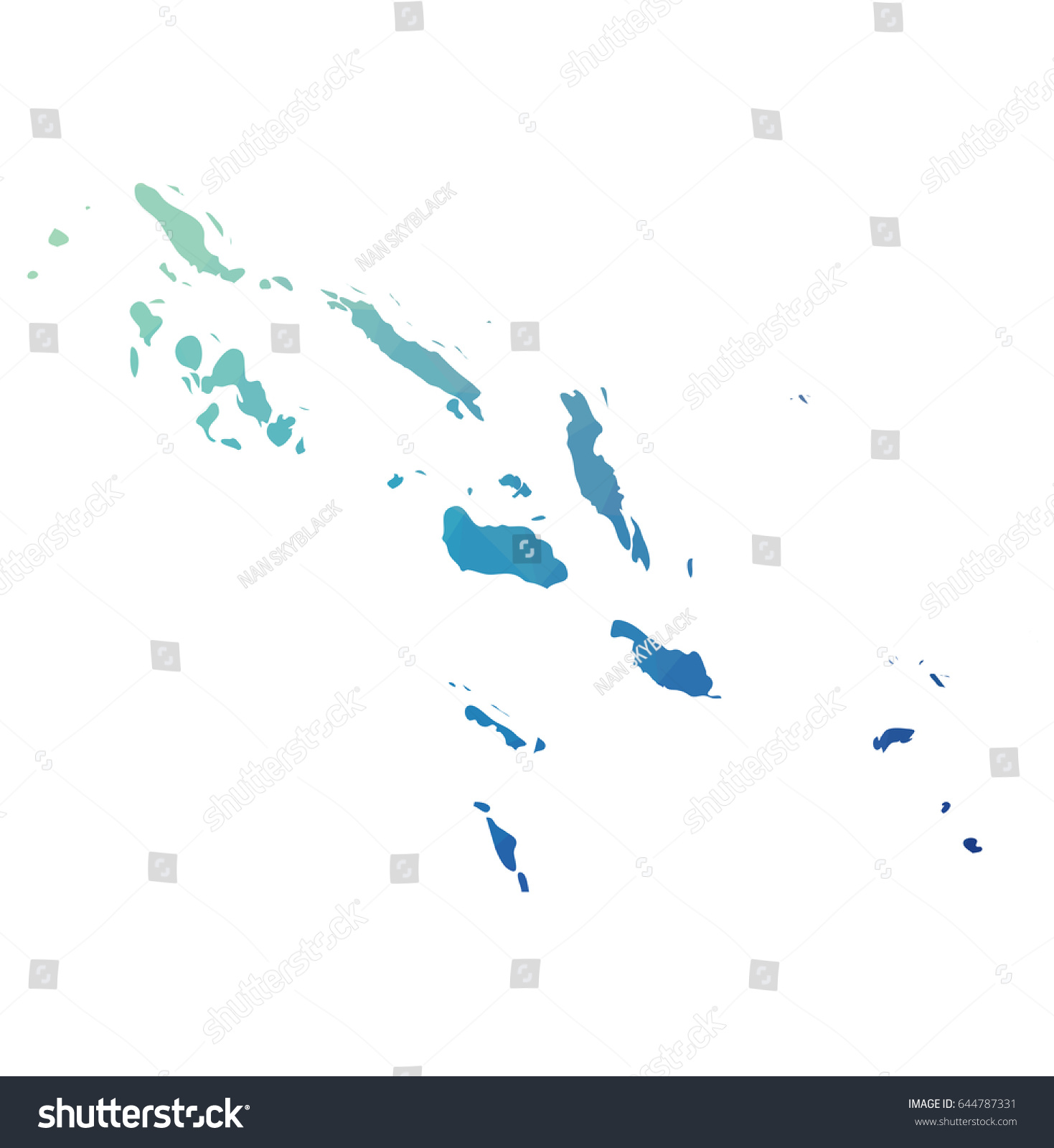 Solomon Islands Map Blue Geometric Rumpled Royalty Free Stock