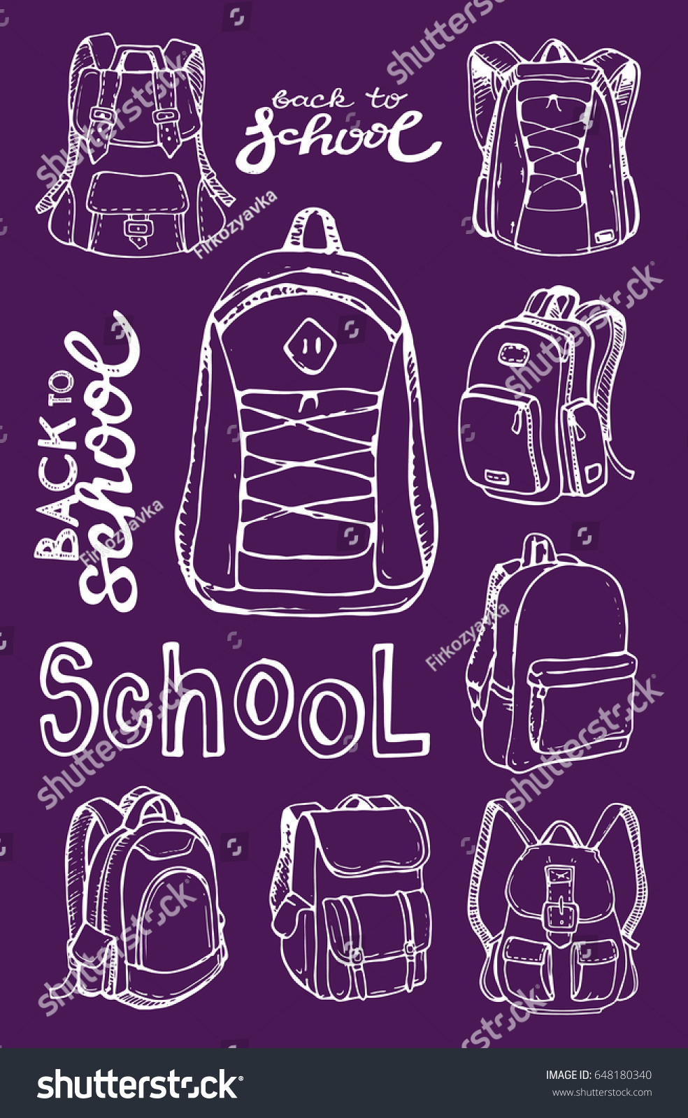 Hand Drawn Vector Set Of Sketch Doodle Backpacks Royalty Free Stock