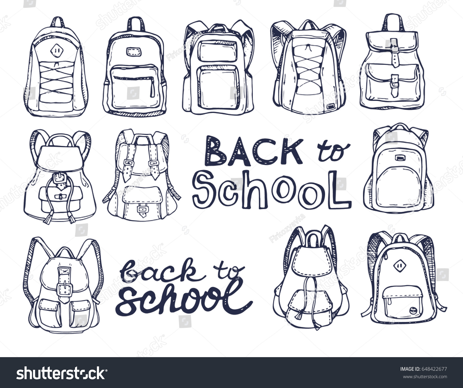 Hand Drawn Vector Set Of Sketch Doodle Backpacks Royalty Free Stock