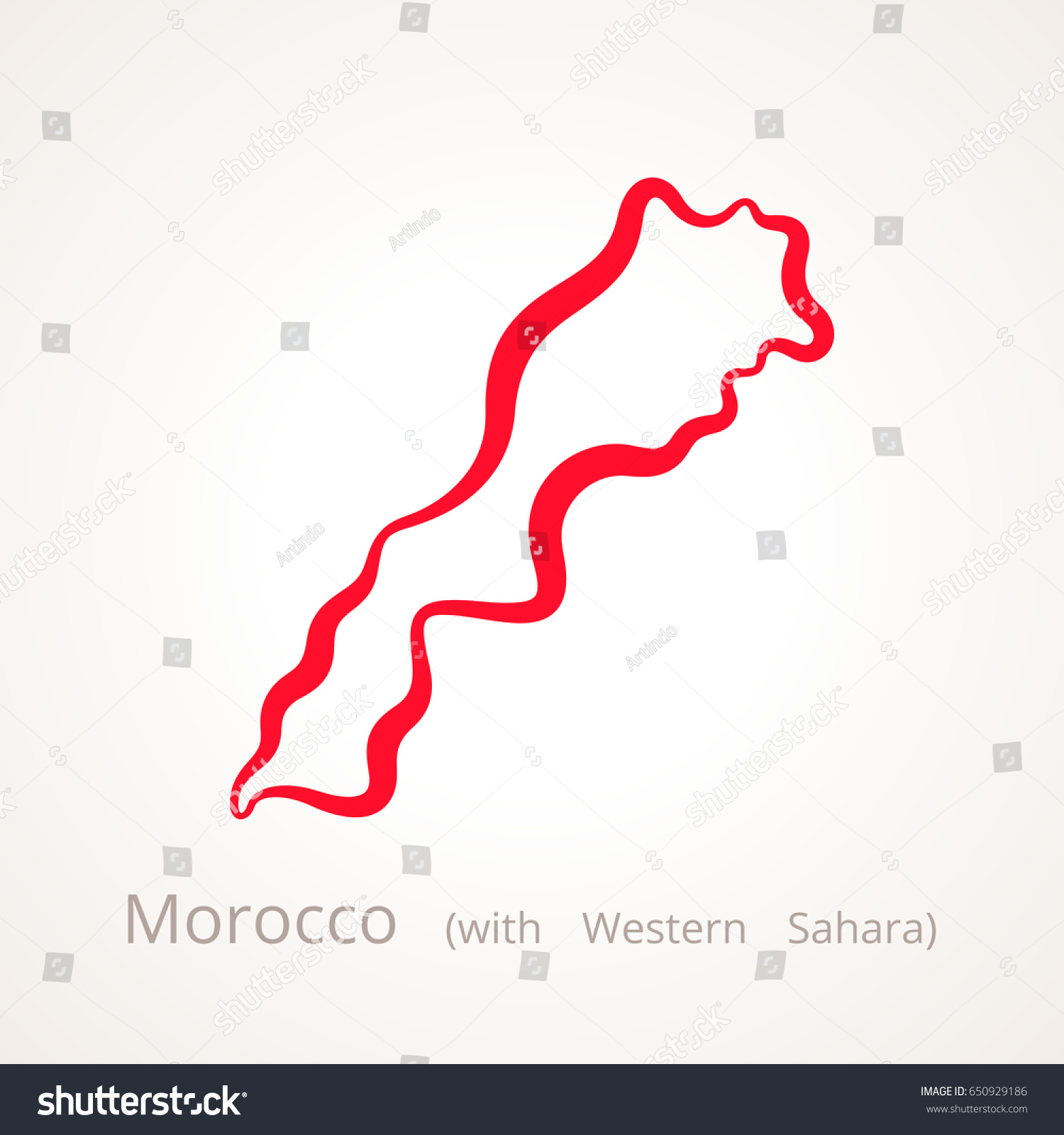 Outline Map Of Morocco With Western Sahara Royalty Free Stock Vector