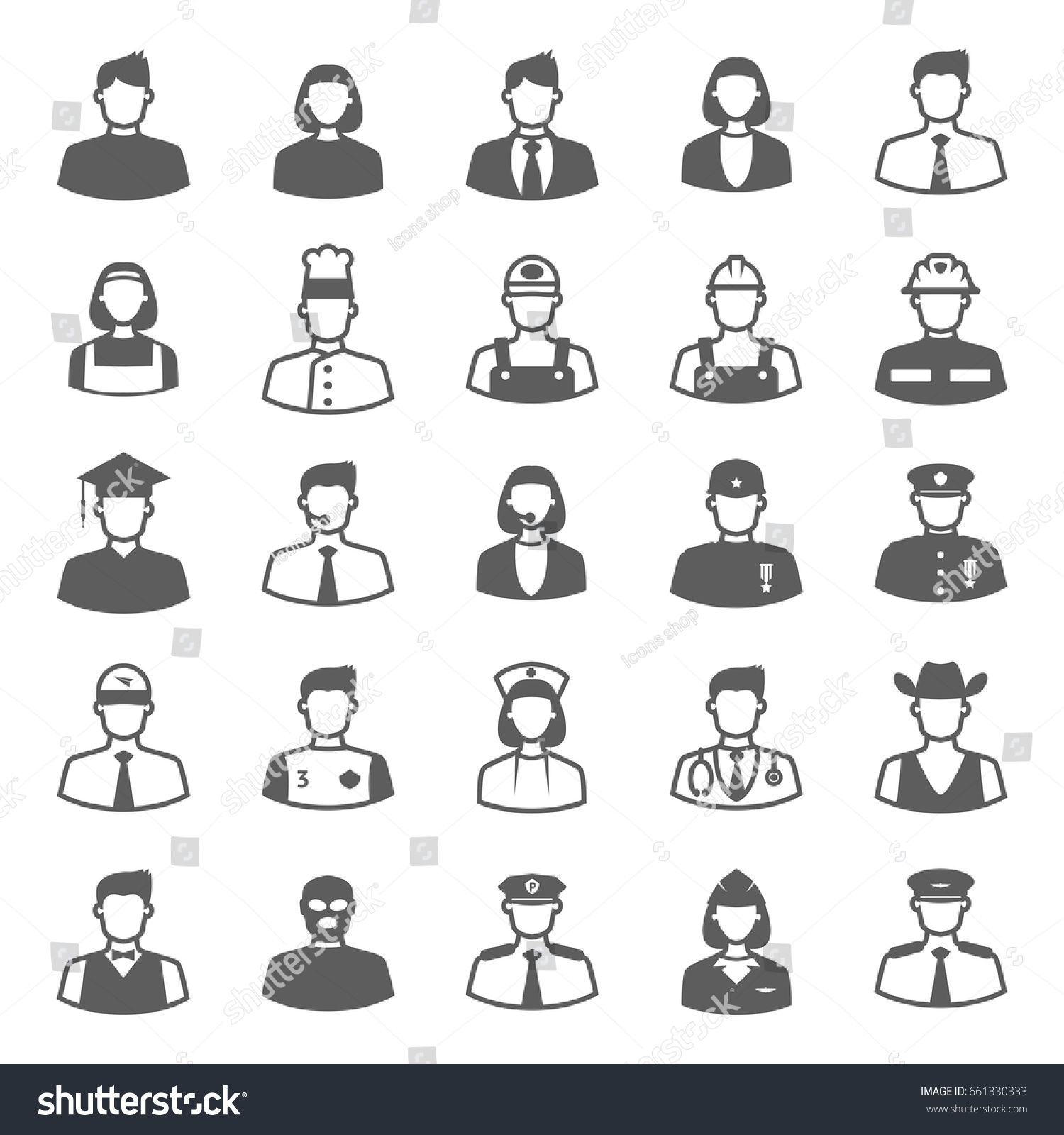 People Occupations Icons Royalty Free Stock Vector Avopix