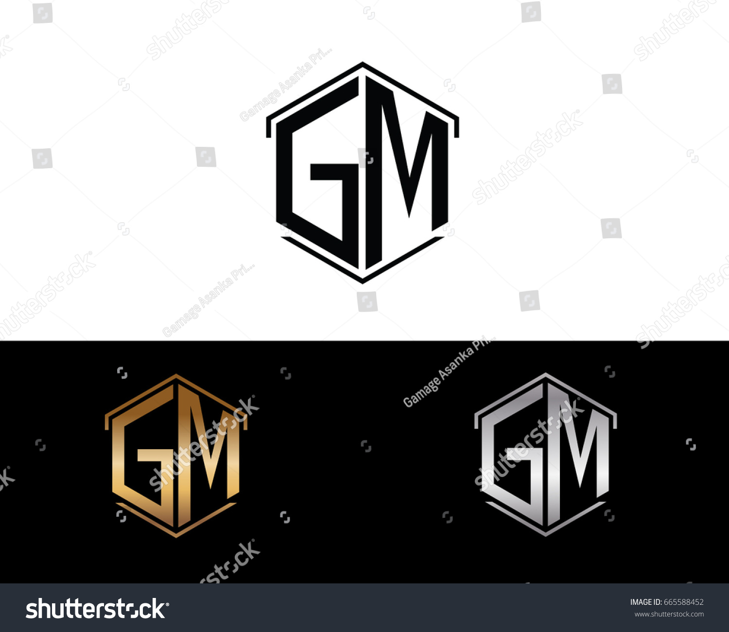 Gm Letters Linked With Hexagon Shape Logo Royalty Free Stock Vector