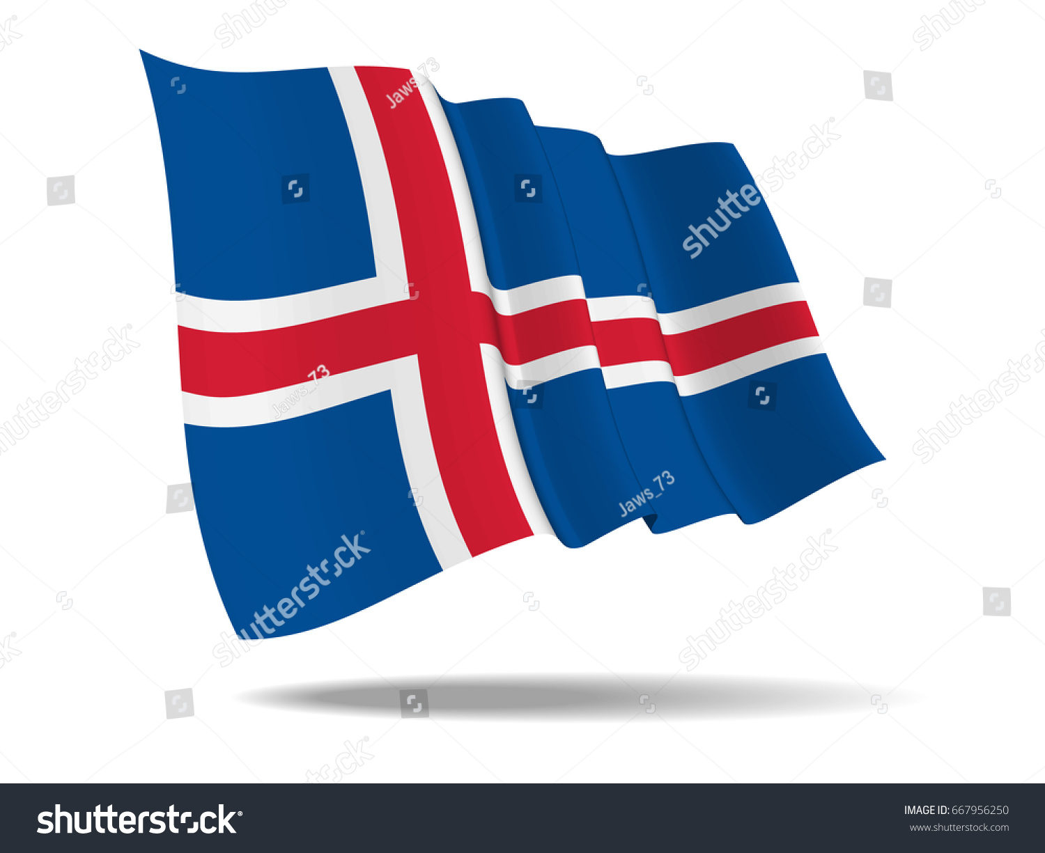 Illustration Iceland Flag Waving Isolated On Royalty Free Stock