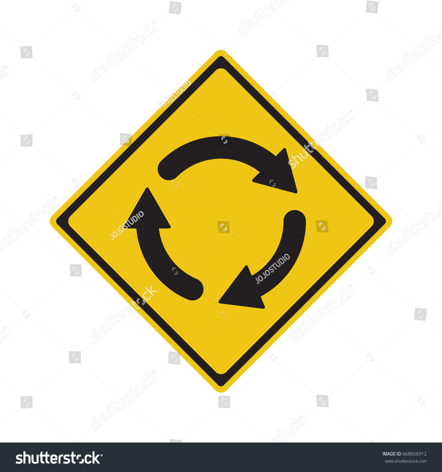 Traffic Sign Roundabout Ahead Symbol Vector Royalty Free Stock Vector