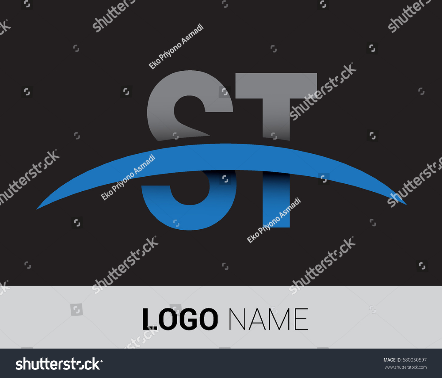 St Initial Logo Company Name Colored Grey And Royalty Free Stock