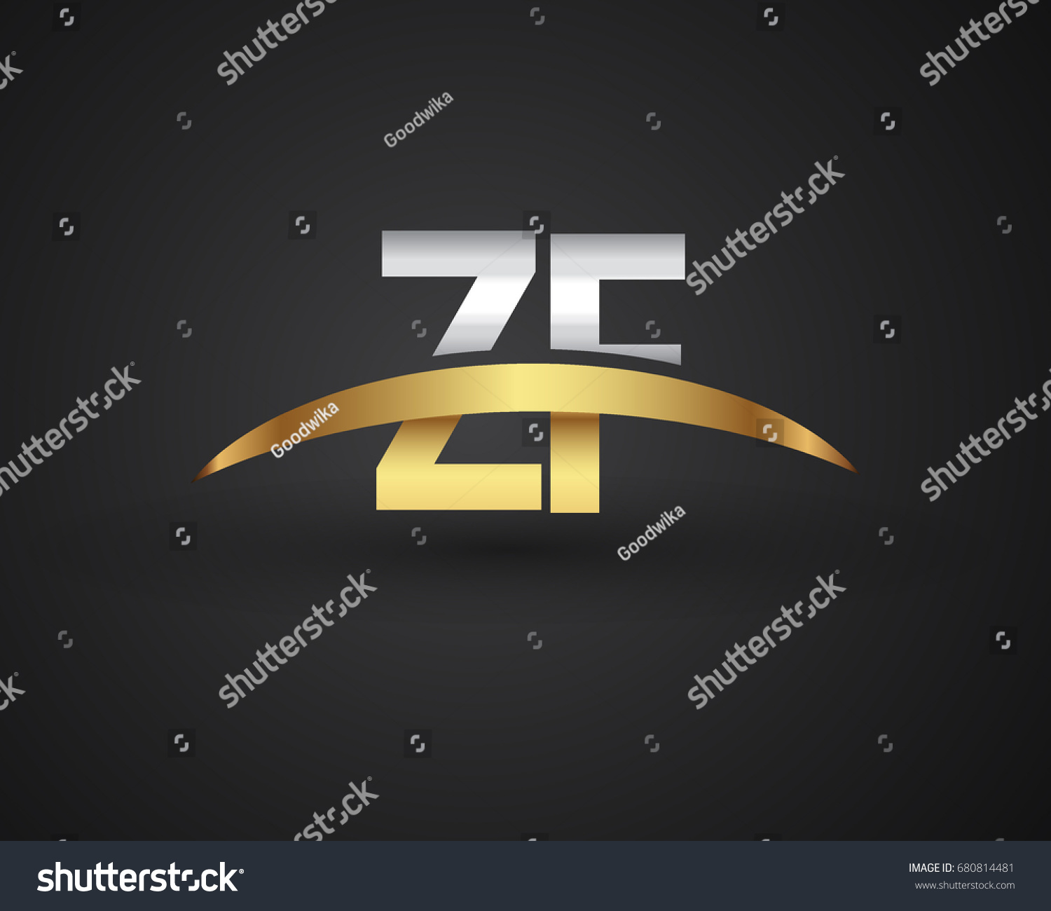 Zf Initial Logo Company Name Colored Gold And Royalty Free Stock