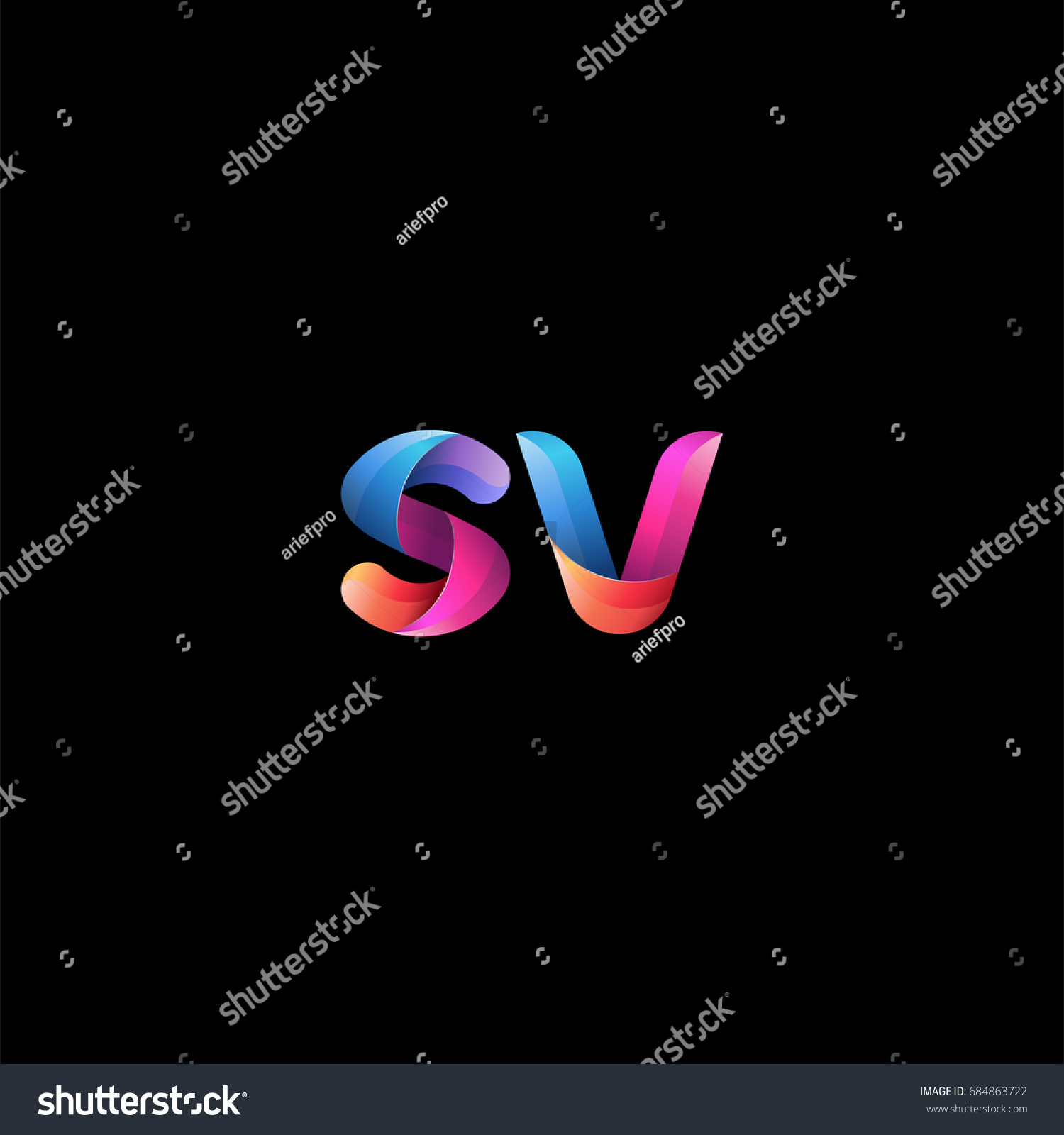 Initial Lowercase Letter Sv Curve Rounded Logo Royalty Free Stock