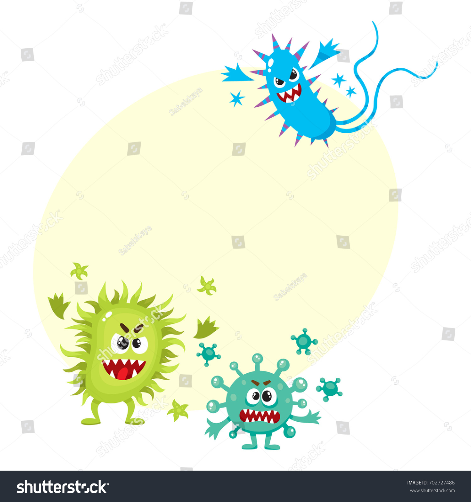 Set Of Ugly Virus Germ And Bacteria Characters Royalty Free Stock