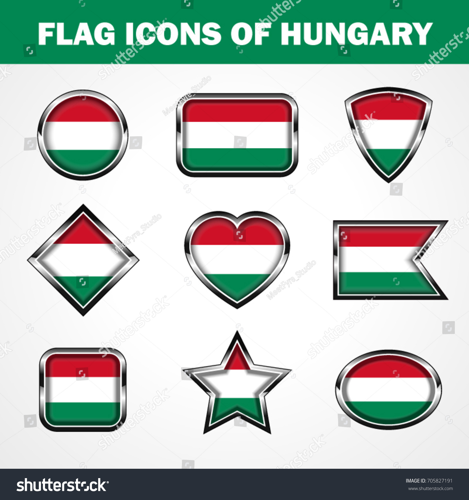 Flag Icons Of Hungary Stock Vector Graphic Royalty Free Stock Vector