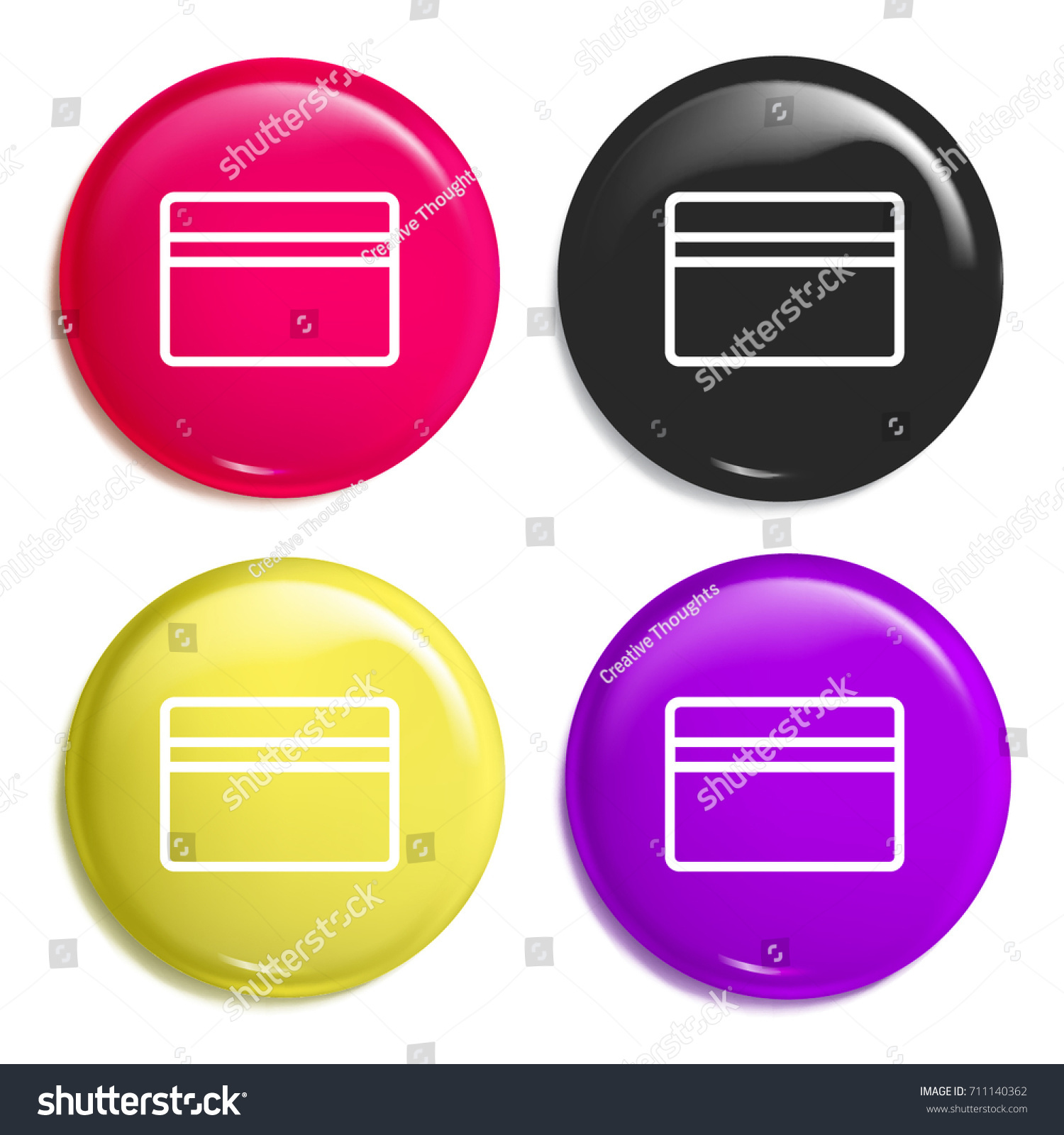 Credit Card Multi Color Glossy Badge Icon Set Royalty Free Stock