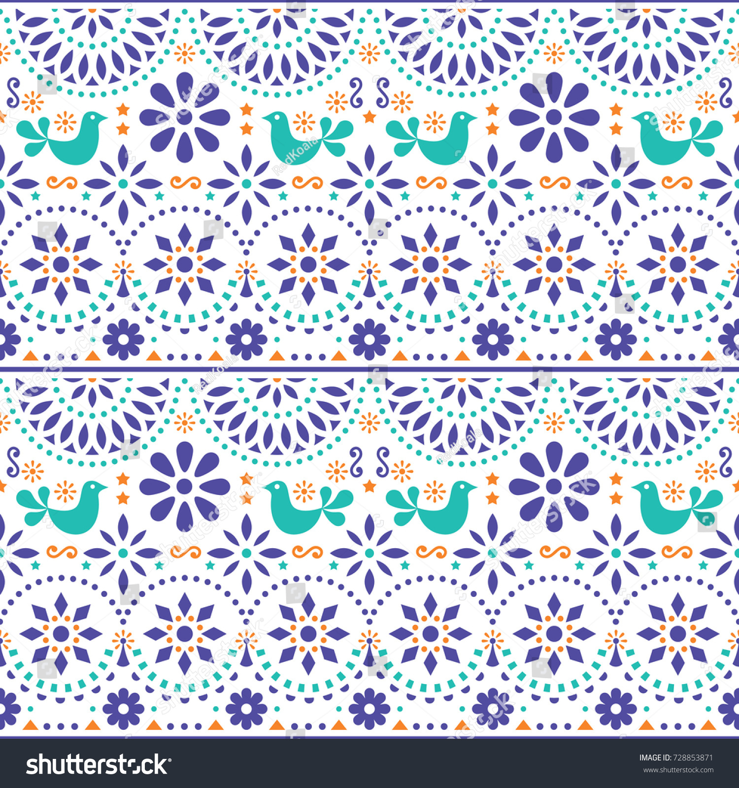 Mexican Folk Art Vector Seamless Pattern With Royalty Free Stock