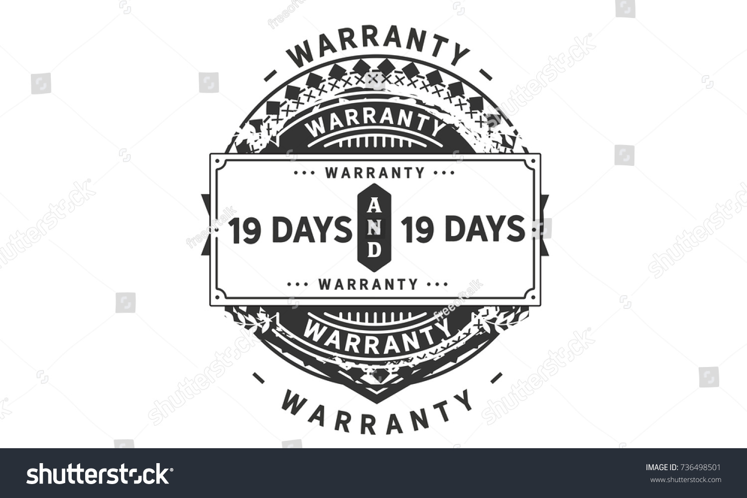 19 Days Warranty Icon Vintage Rubber Stamp Royalty Free Stock Vector