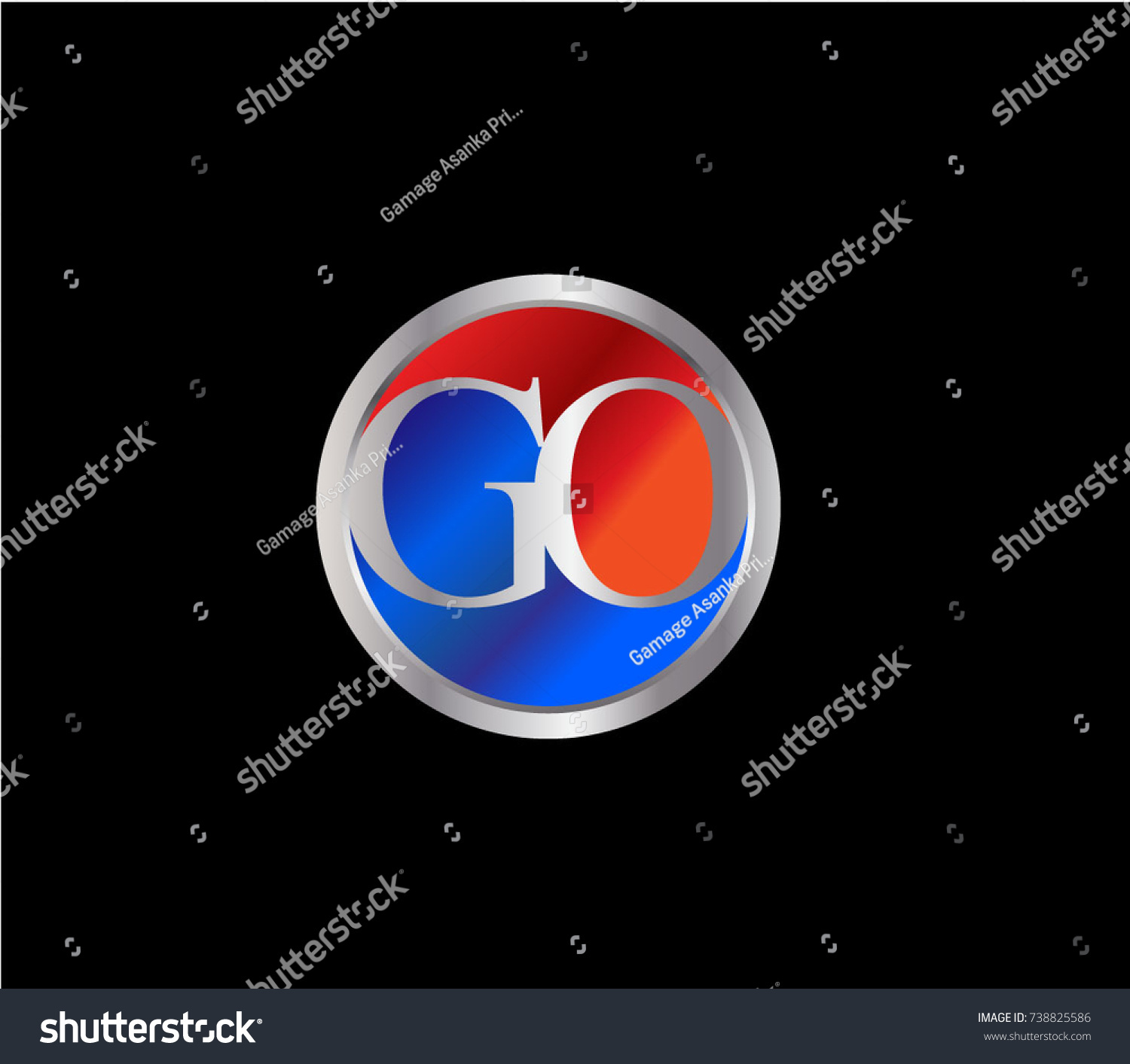 Go Letter Logo Design In A Circle Blue And Royalty Free Stock Vector