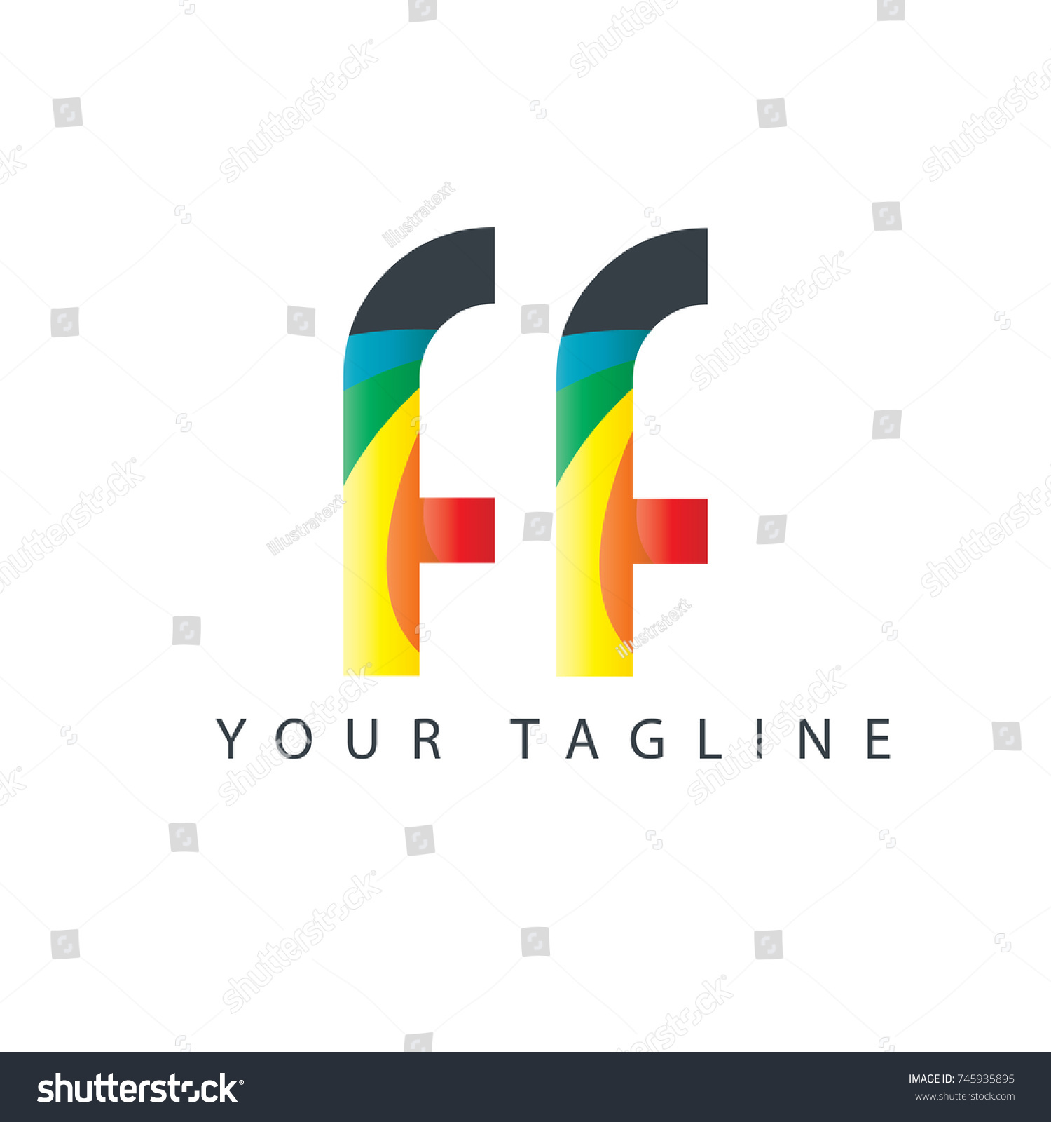 Initial Letter Ff Rounded Design Logo Royalty Free Stock Vector