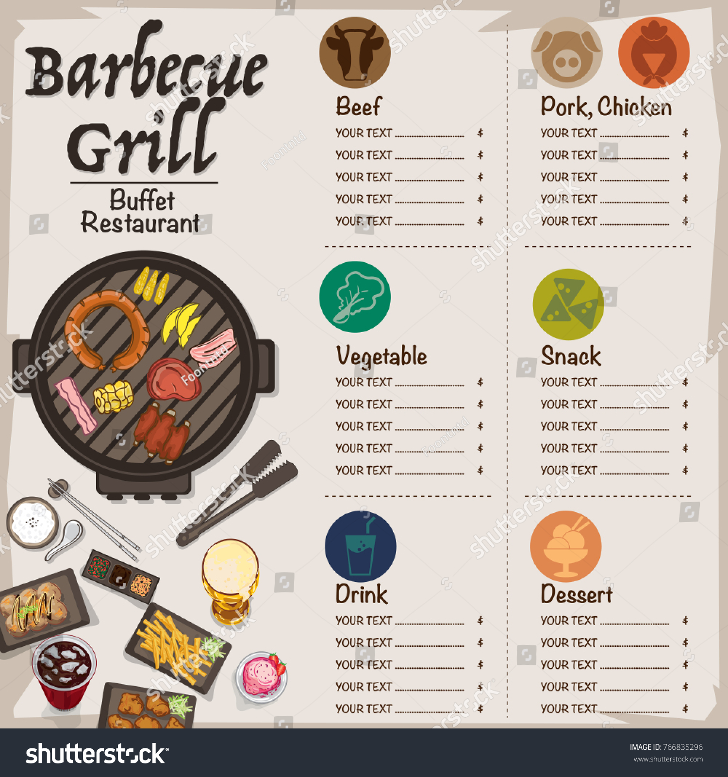 Menu Barbecue Grill Restaurant Template Design Royalty Free Stock