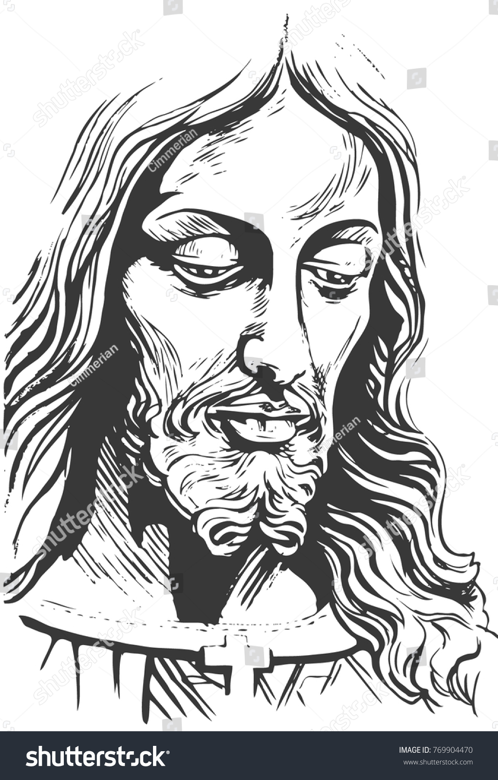 Jesus Christ Graphic Portrait Hand Drawing Royalty Free Stock