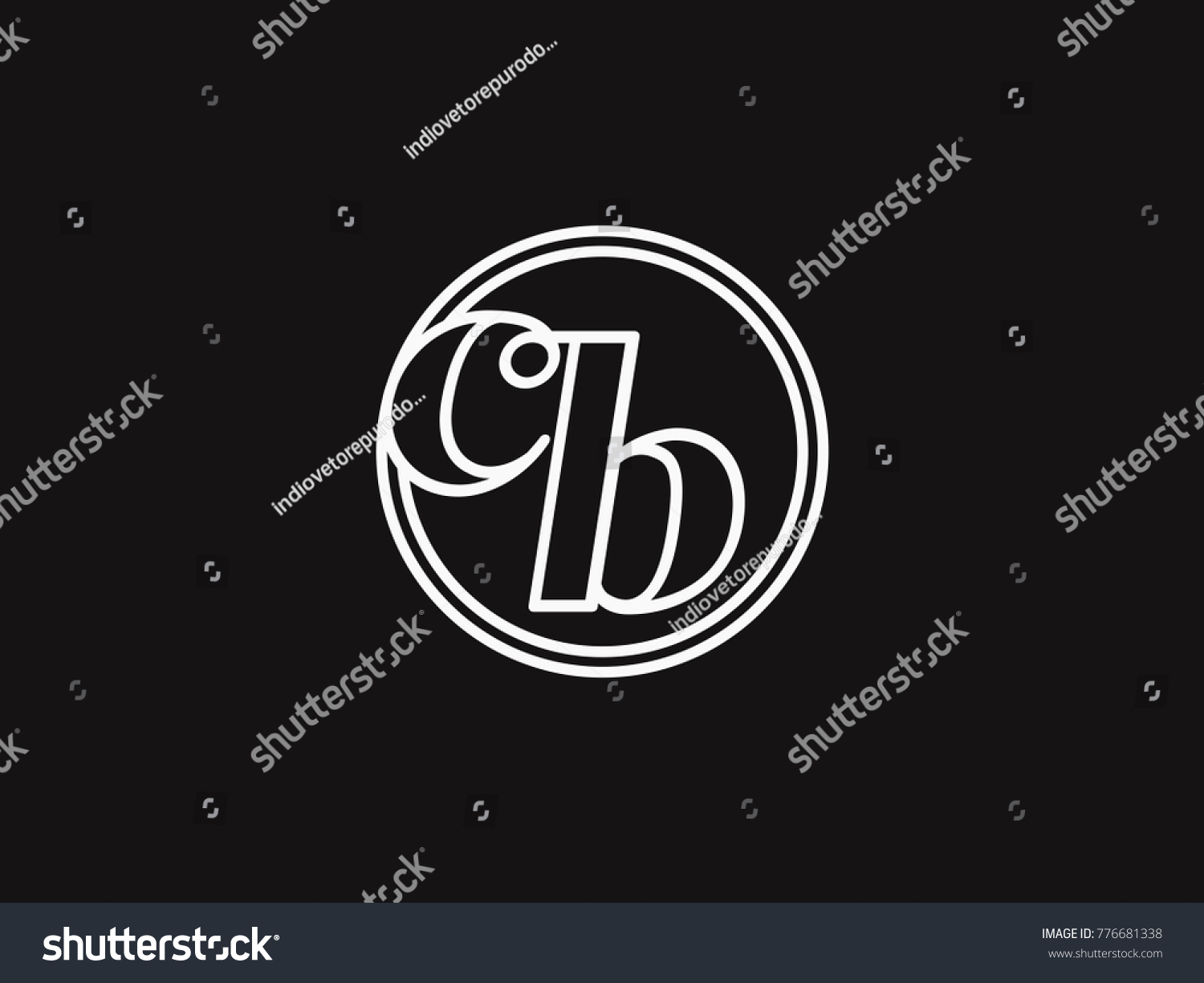 Initial Letter Cb Lowercase Outline Inside The Royalty Free Stock