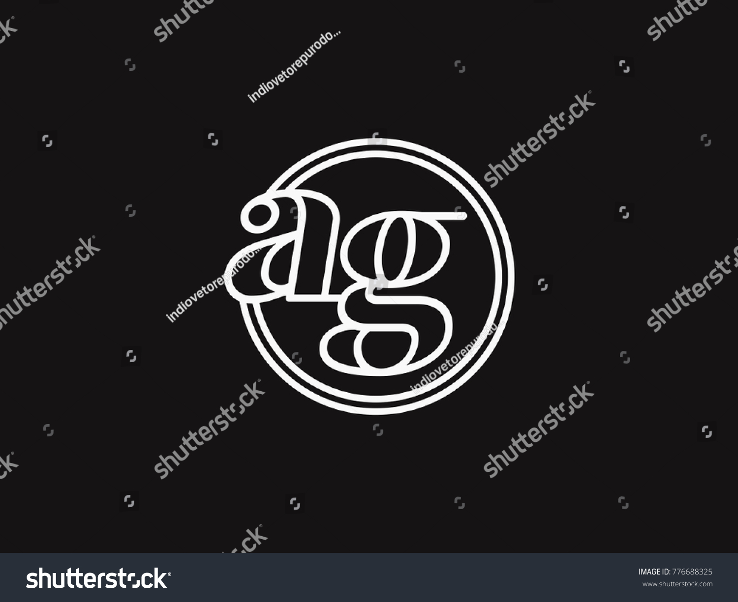 Initial Letter Ag Lowercase Outline Inside The Royalty Free Stock