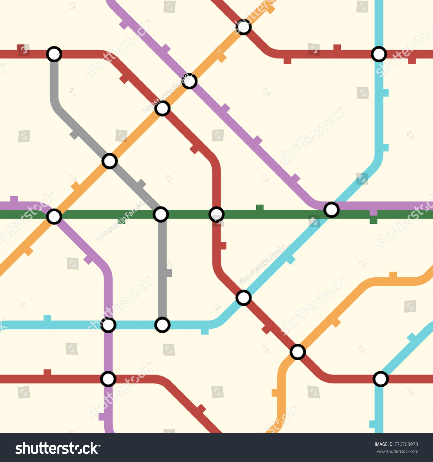 Colorful Metro Scheme Railway Transport Or City Royalty Free Stock