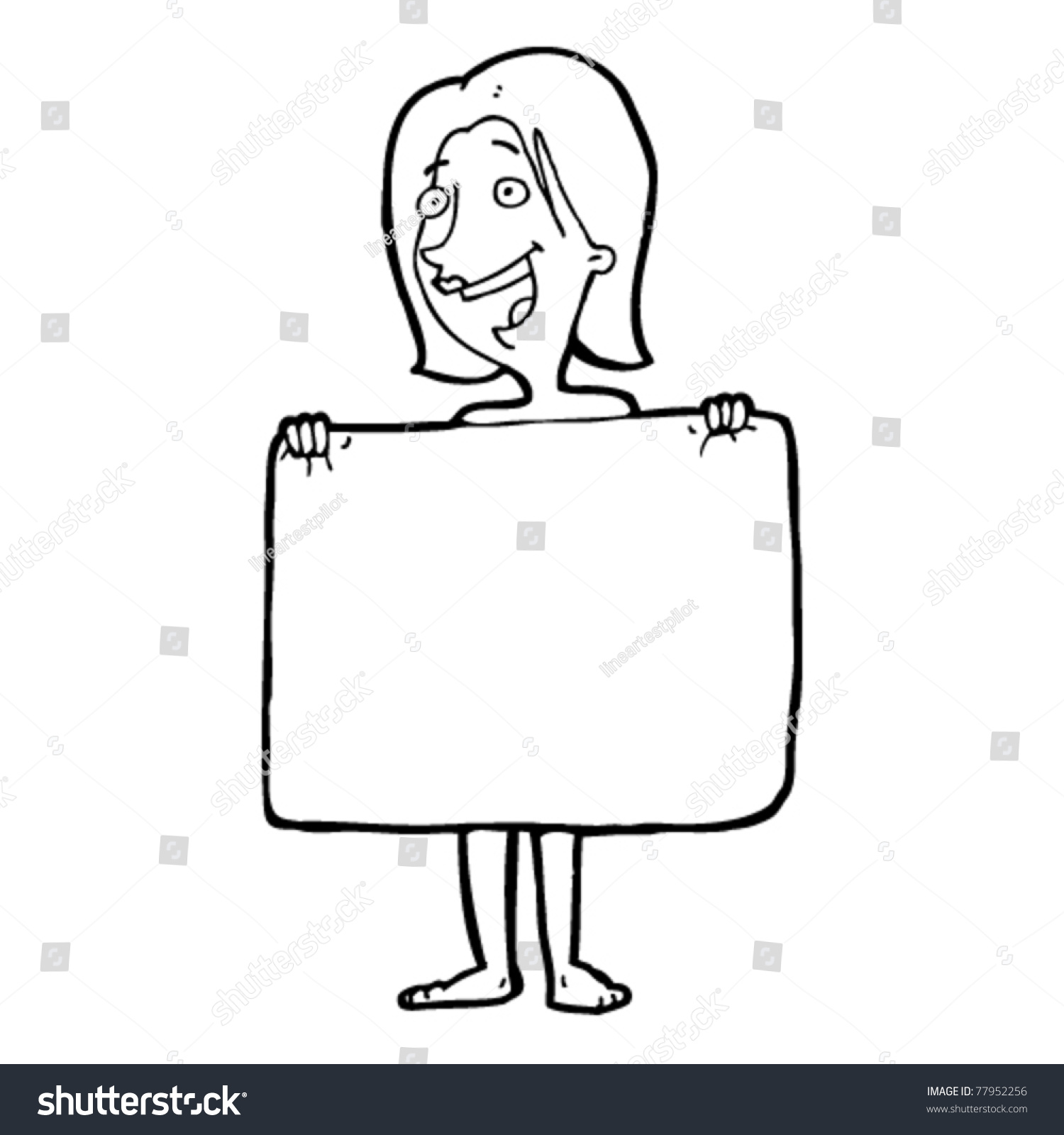 Cartoon Naked Woman Covering Self With Towel Royalty Free Stock