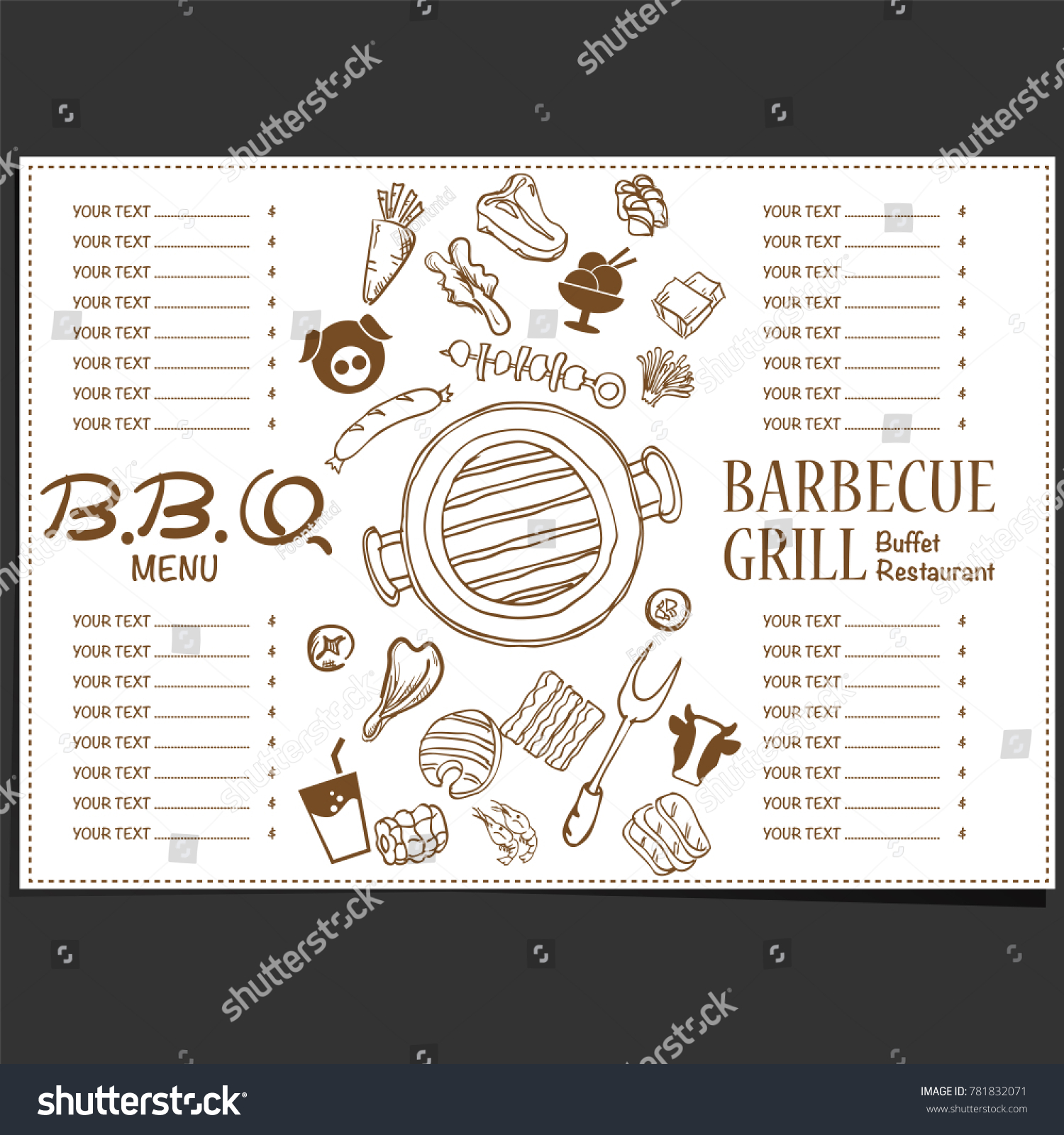 Menu Barbecue Grill Restaurant Template Design Royalty Free Stock