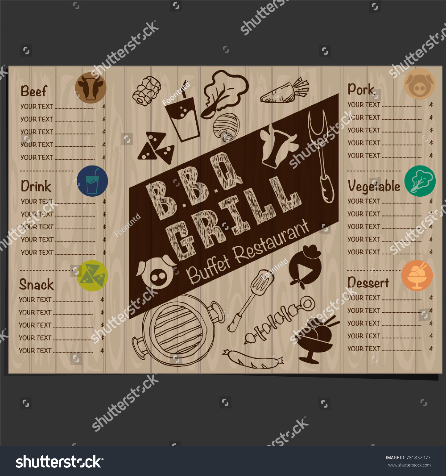 Menu Barbecue Grill Restaurant Template Design Royalty Free Stock