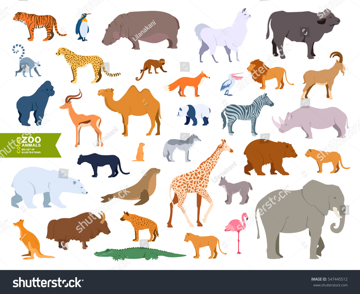 cartoon image of zoo animals