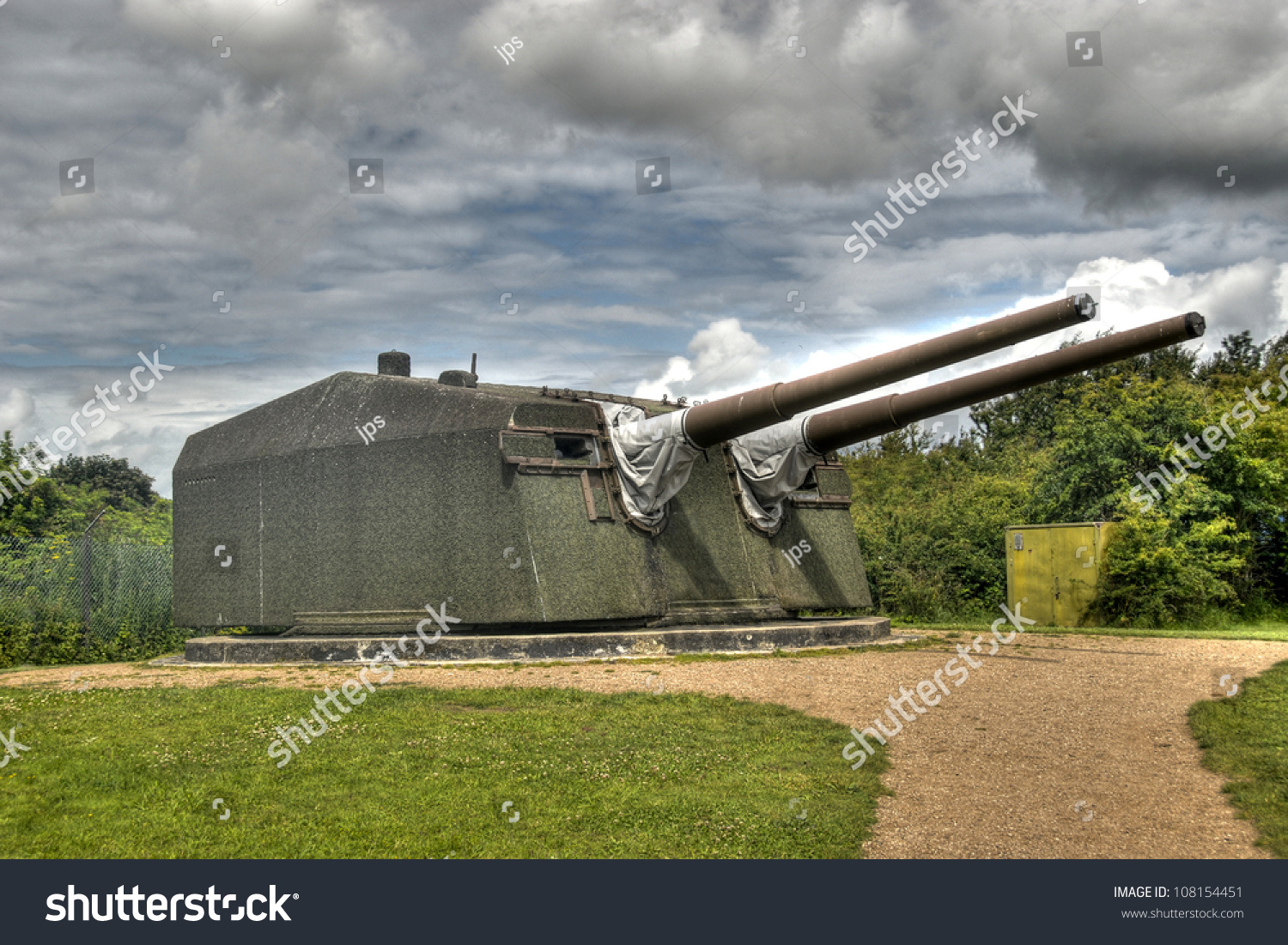 A 15 Cm Naval Cannon Turret. The Cannons Originates From The Secondary